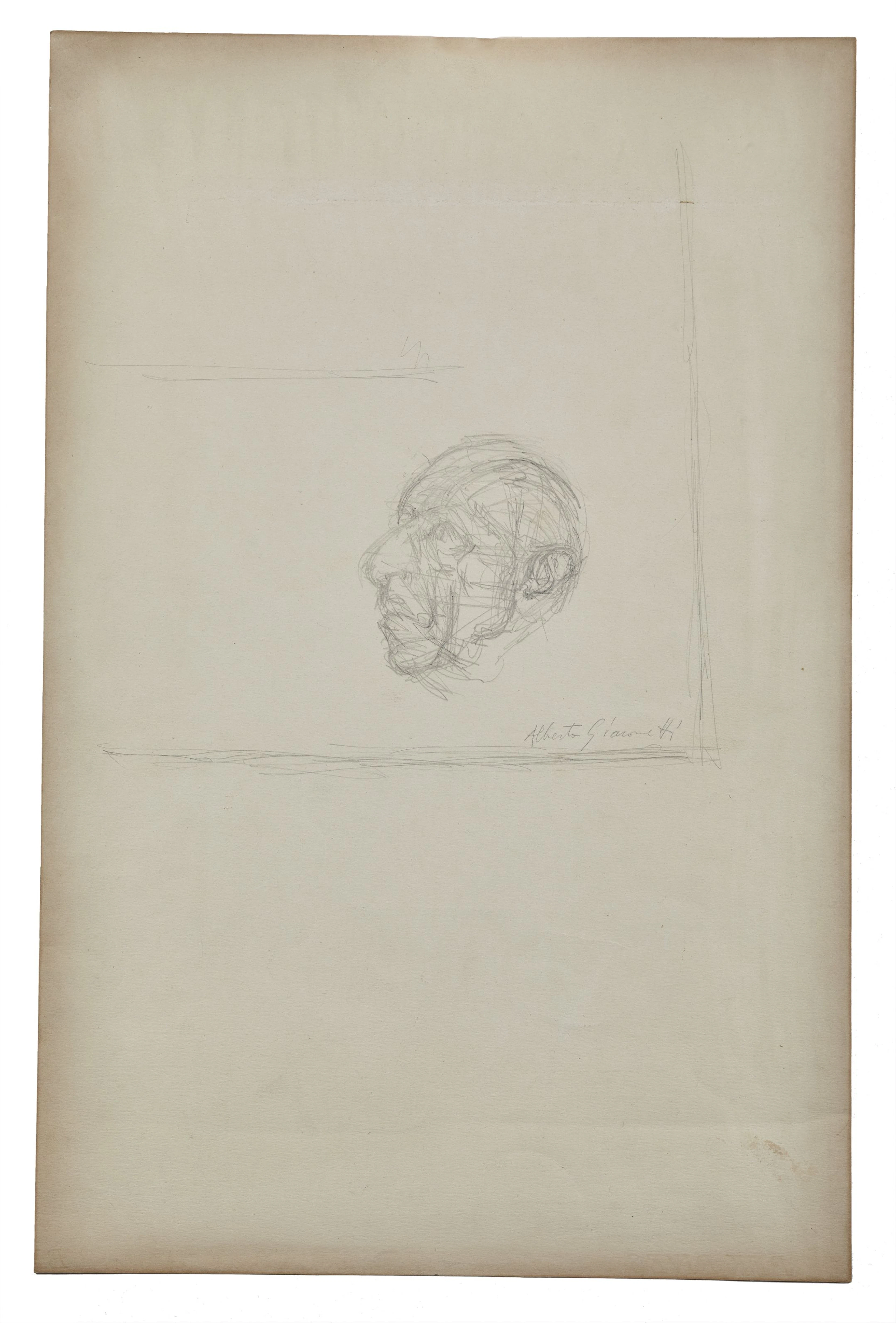 Alberto GIACOMETTI 1901 - 1966 Portrait de Stravinsky - 1957 Crayon sur papier