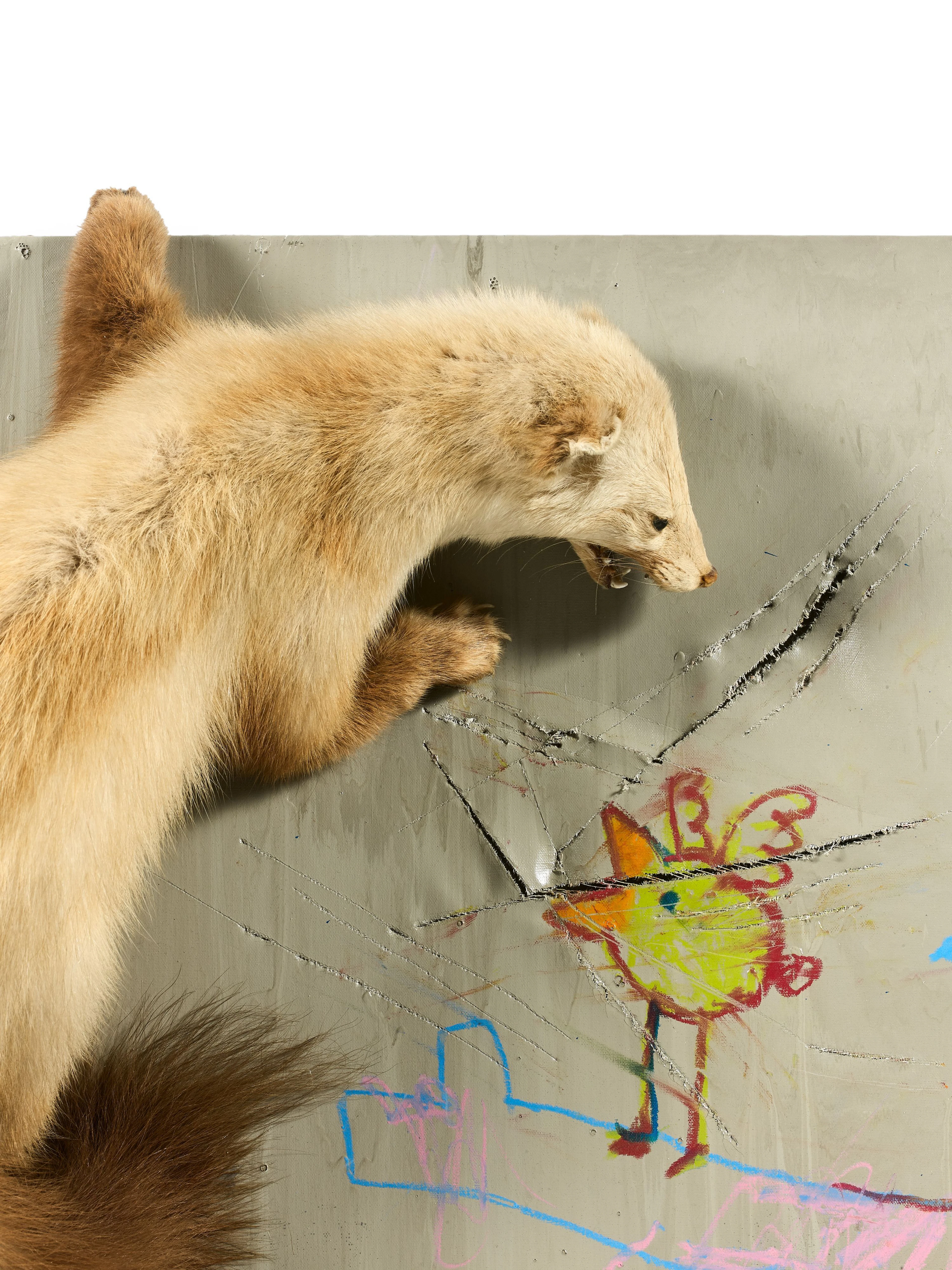 DRAN (Né en 1979) Le Corbeau et le Renard - 2011 Peinture aérosol