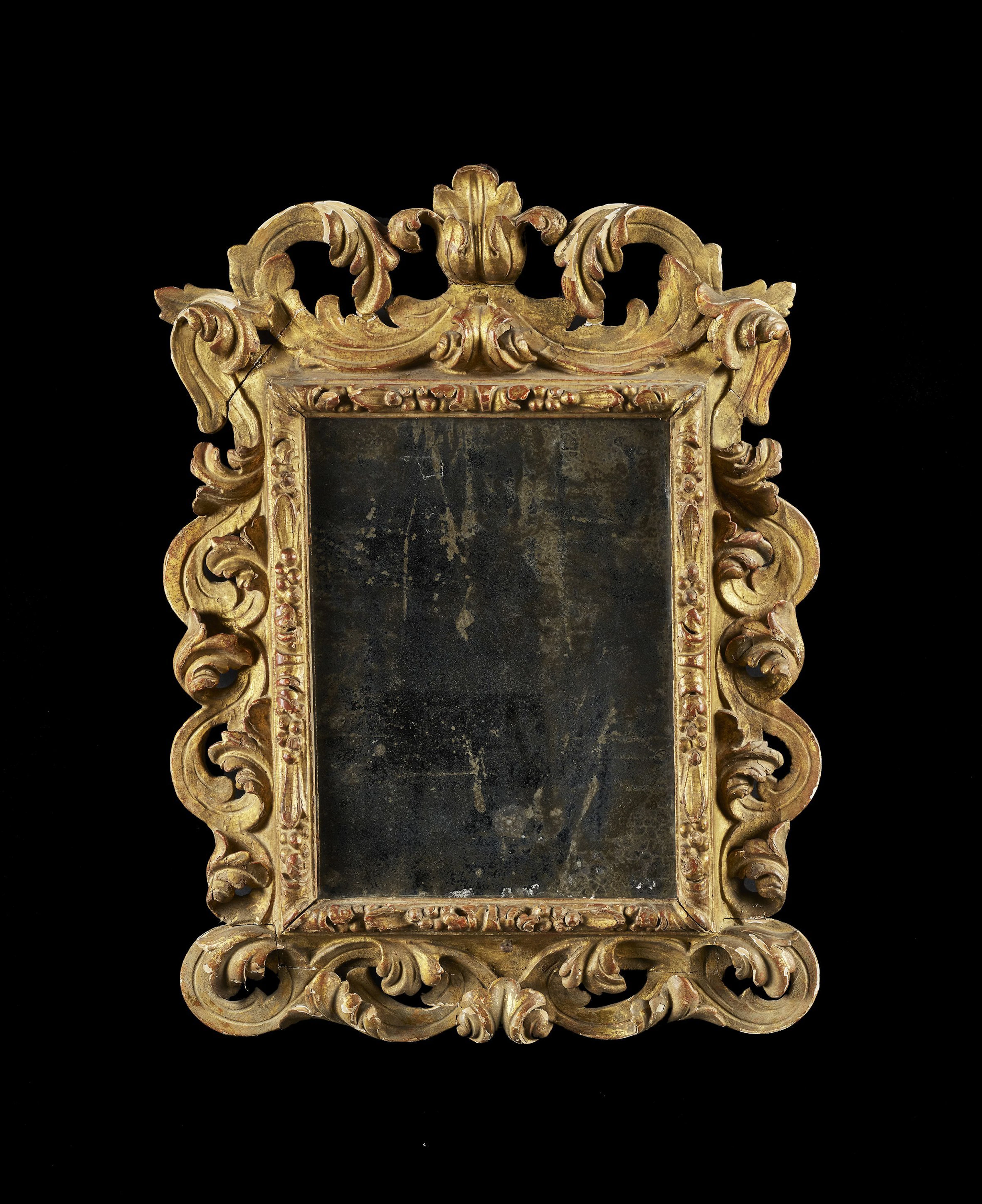 MIROIR, TRAVAIL ITALIEN D'ÉPOQUE BAROQUE