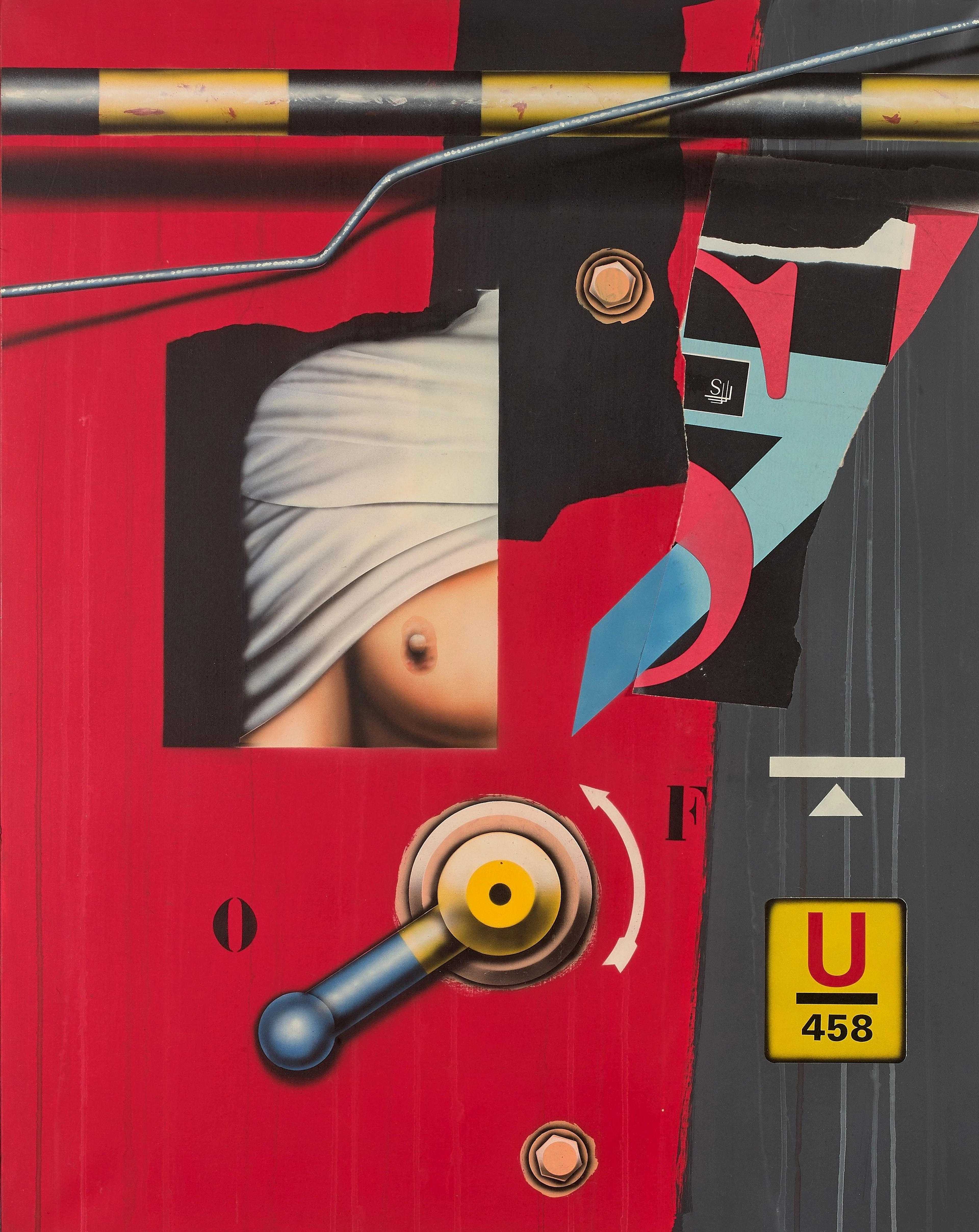 Peter KLASEN (Né en 1935) Nu drape U/458 - 2000 Acrylique et collage sur toile