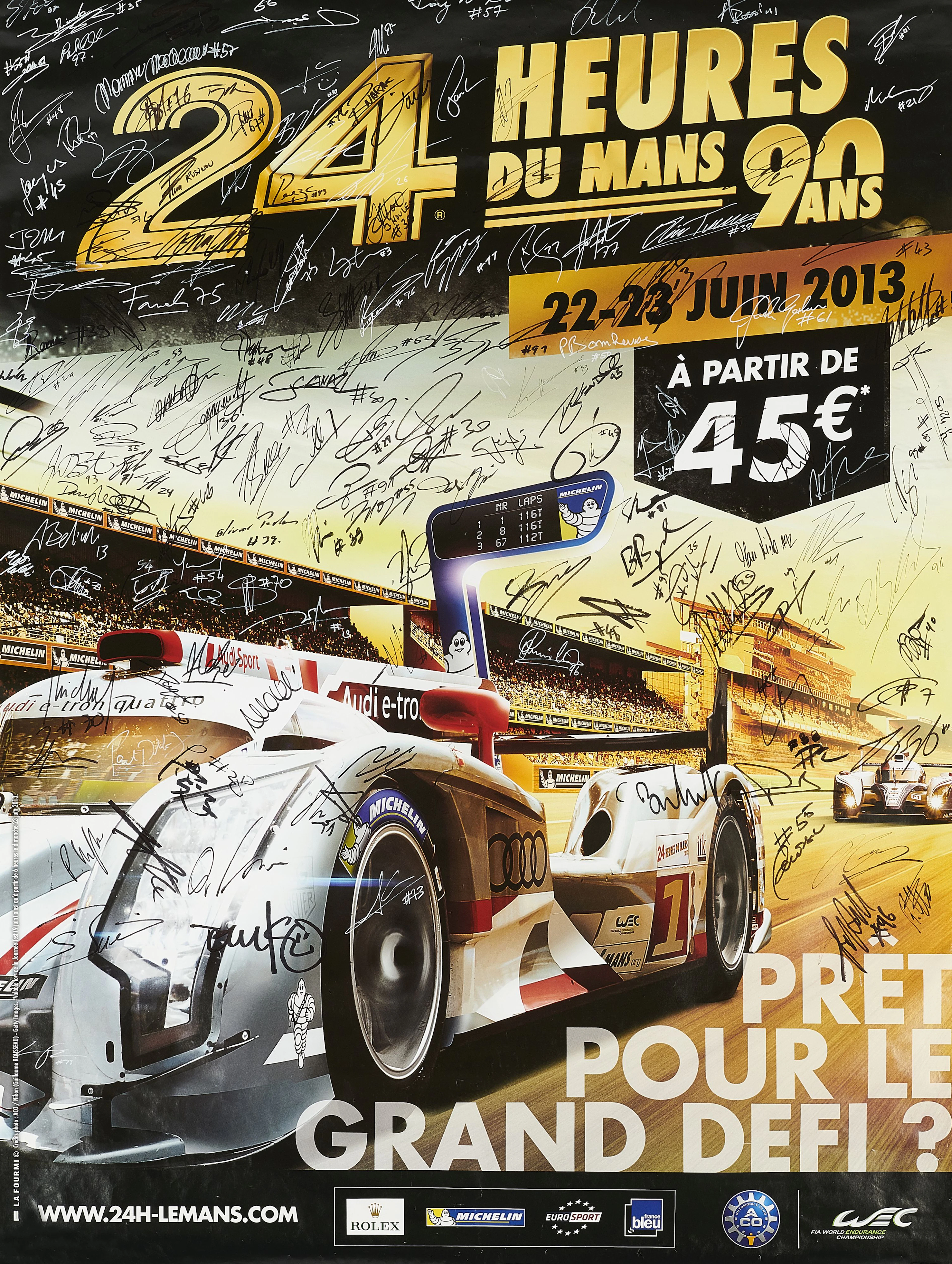 24 Heures du Mans 2013 Affiche officielle signée par...