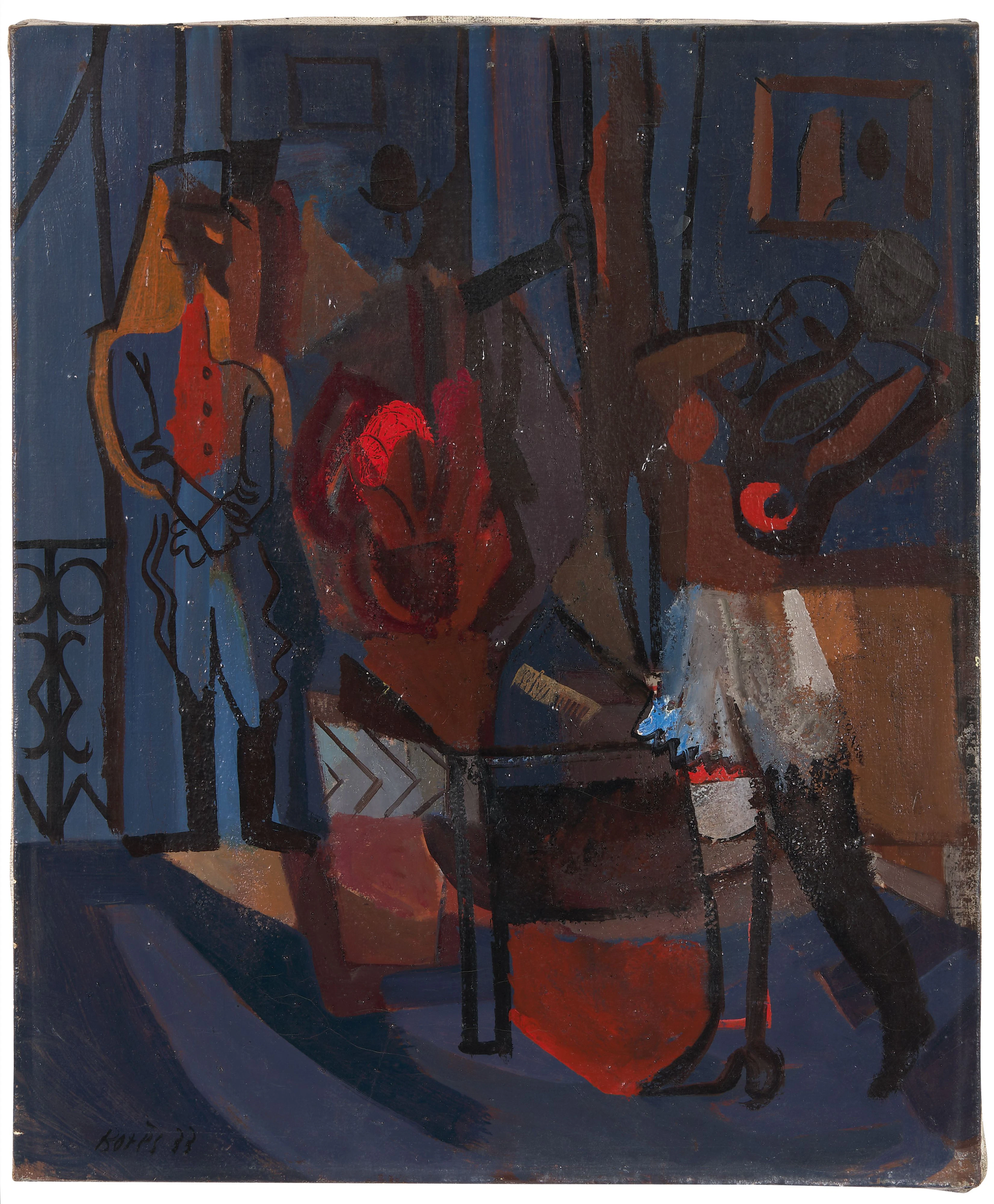 Francisco BORES 1898 - 1972 Toile bleue - 1933 Huile sur toile