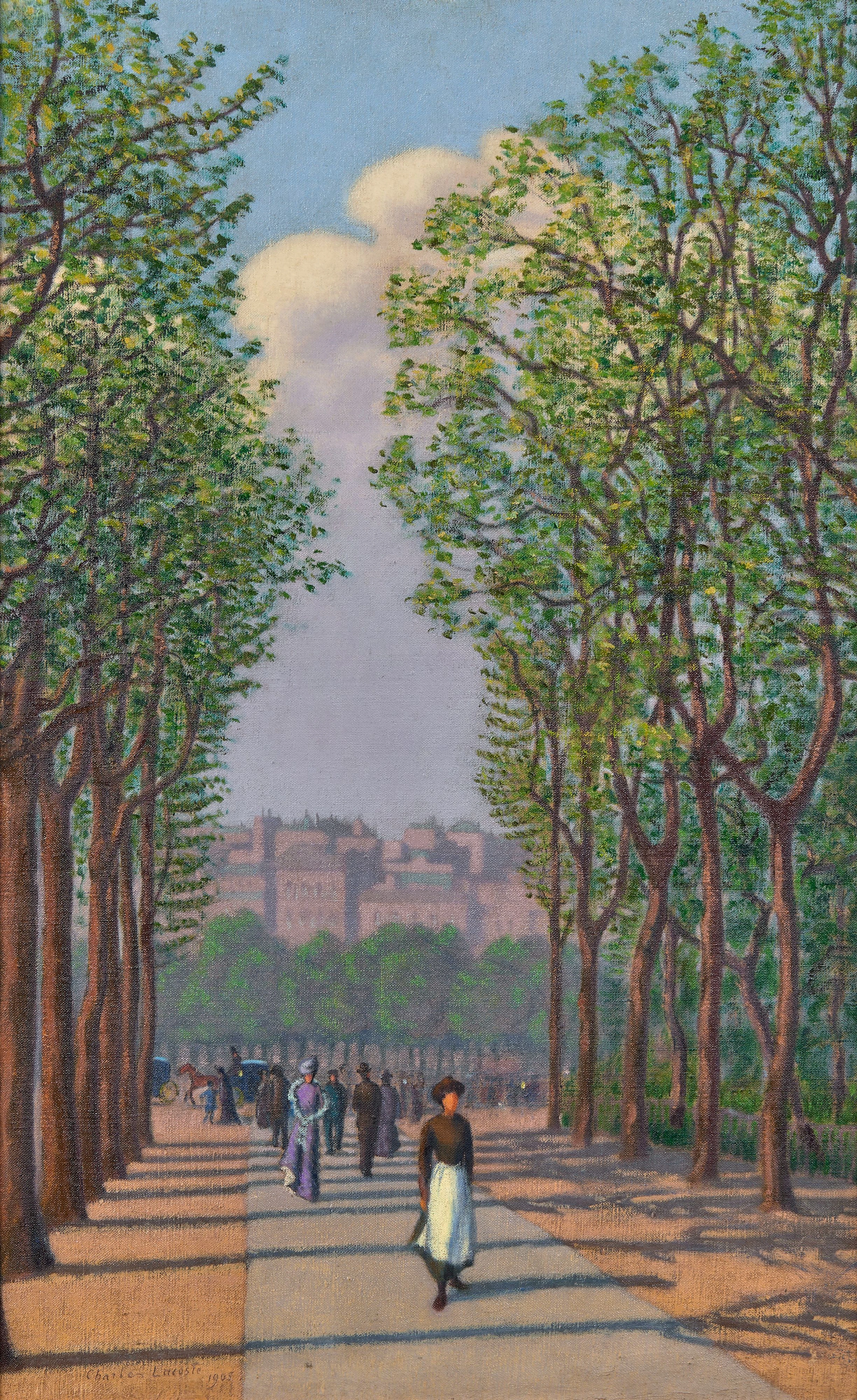 Charles LACOSTE 1870 - 1959 Allée de jardin public et...