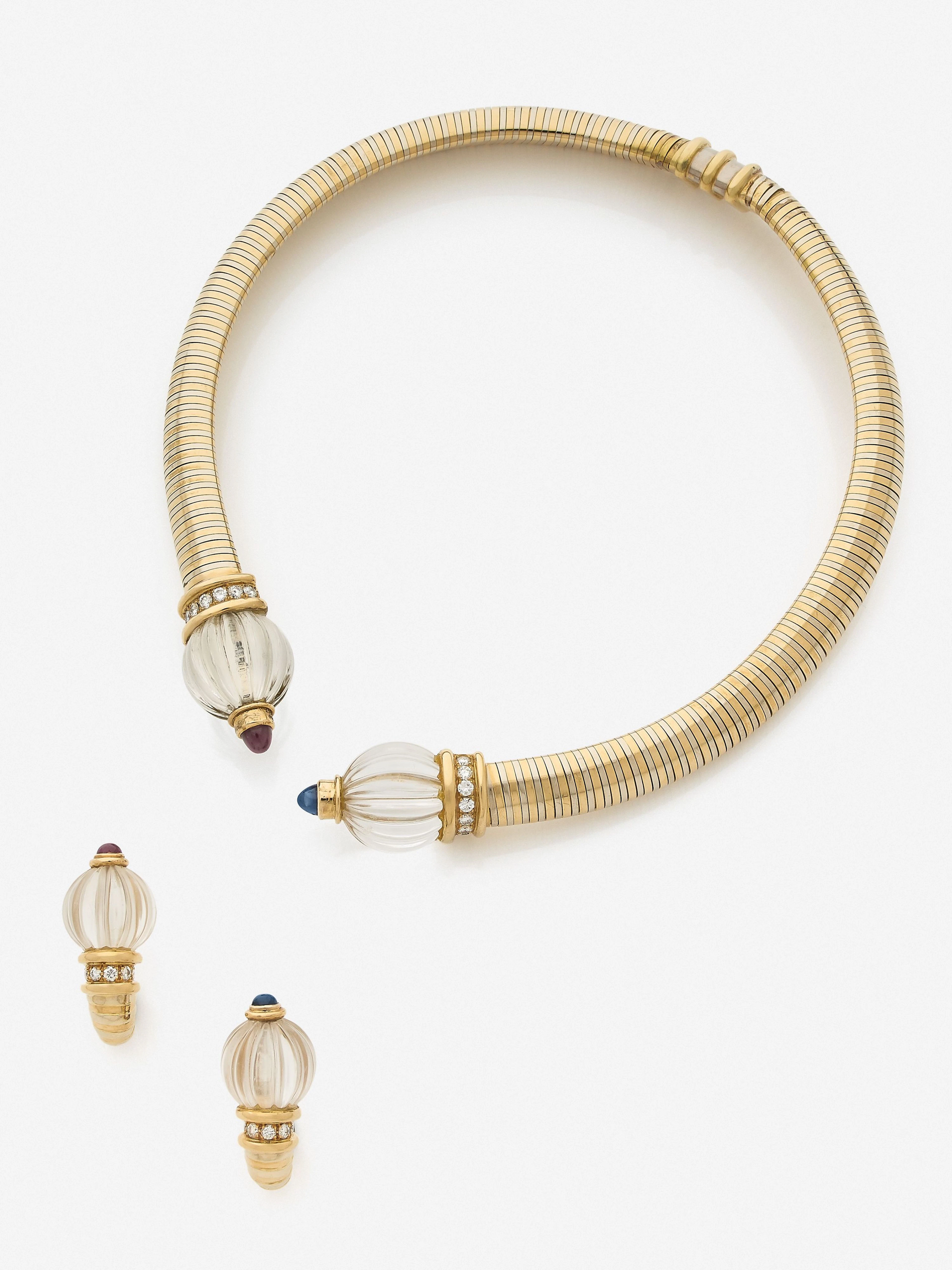 BOUCHERON Collier torque et paire de clips d'oreilles