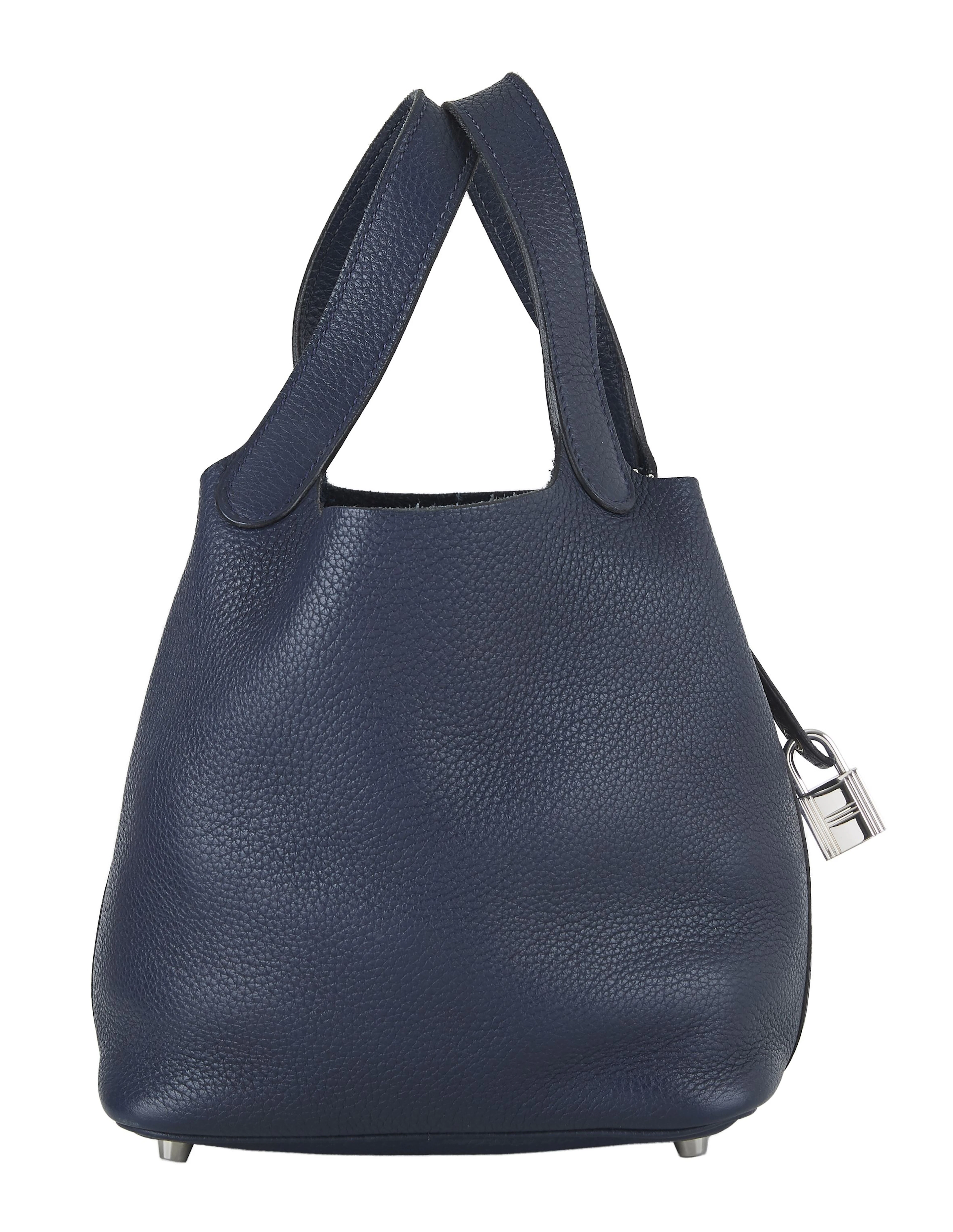 HERMÈS 2010 Sac PICOTIN LOCK 18 Taurillon Clémence Bleu...