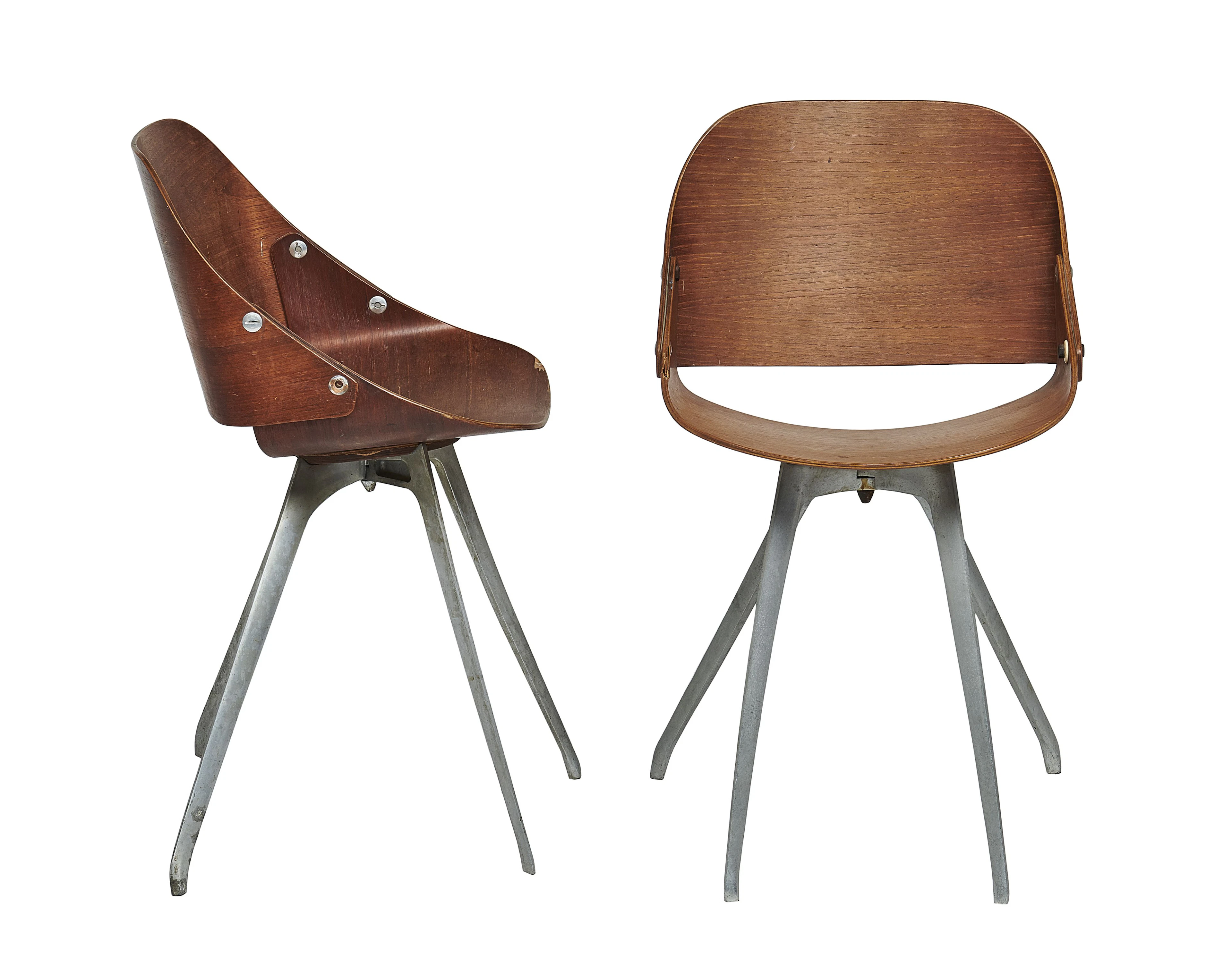 Roger TALLON (1929-2011) Paire de chaises "Wimpy"- circa 1960