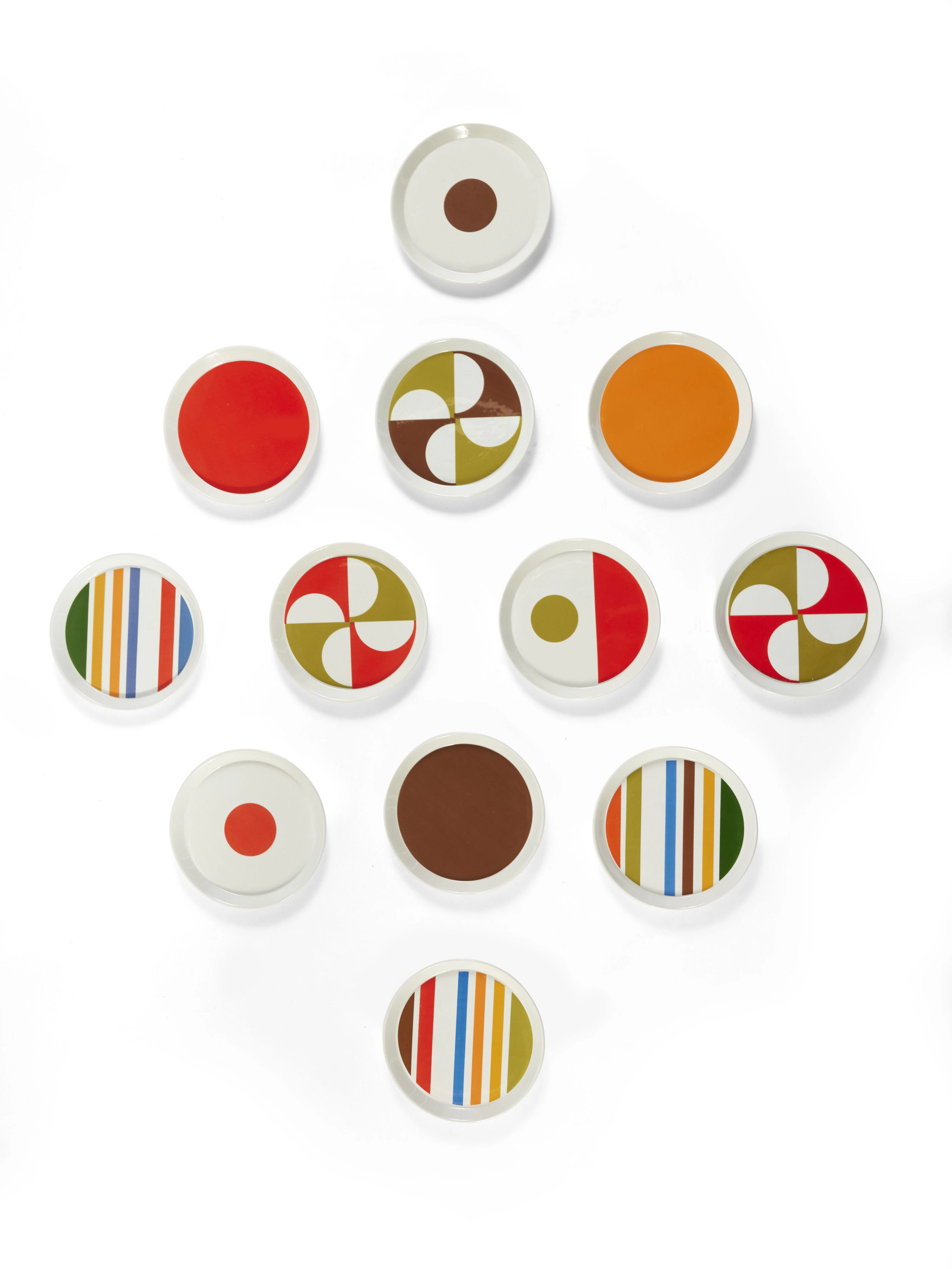 Gio PONTI 1891-1979 Suite de douze assiettes de la série "Primavera"- 1967