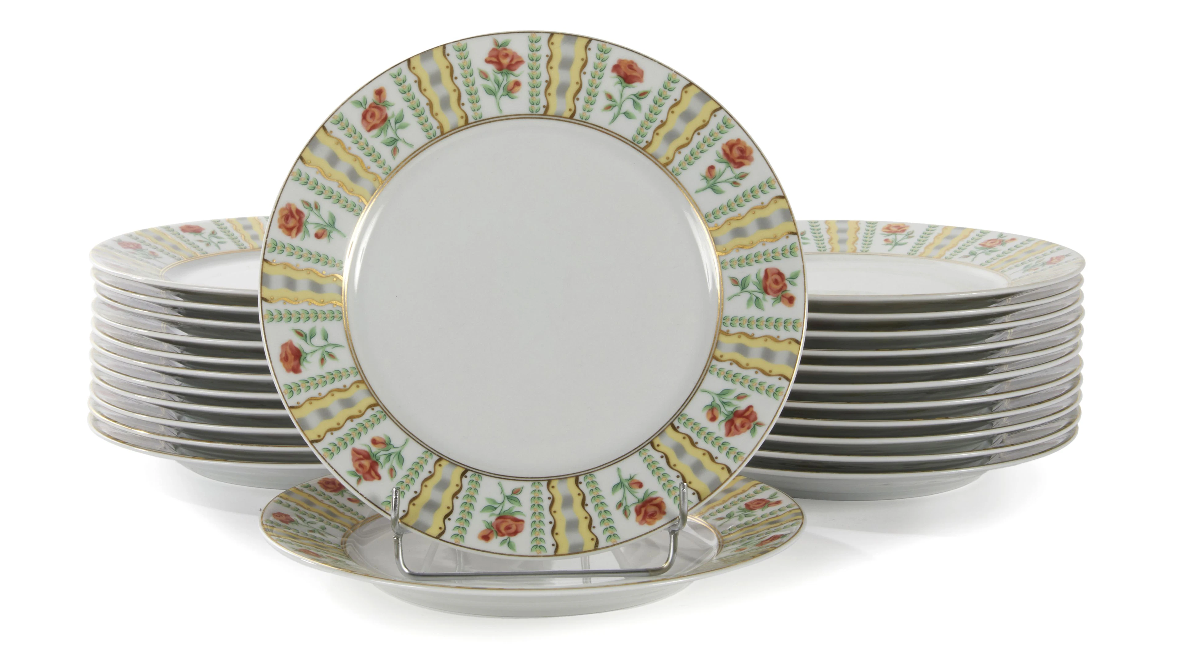 Suite de vingt-quatre assiettes plates Richelieu
