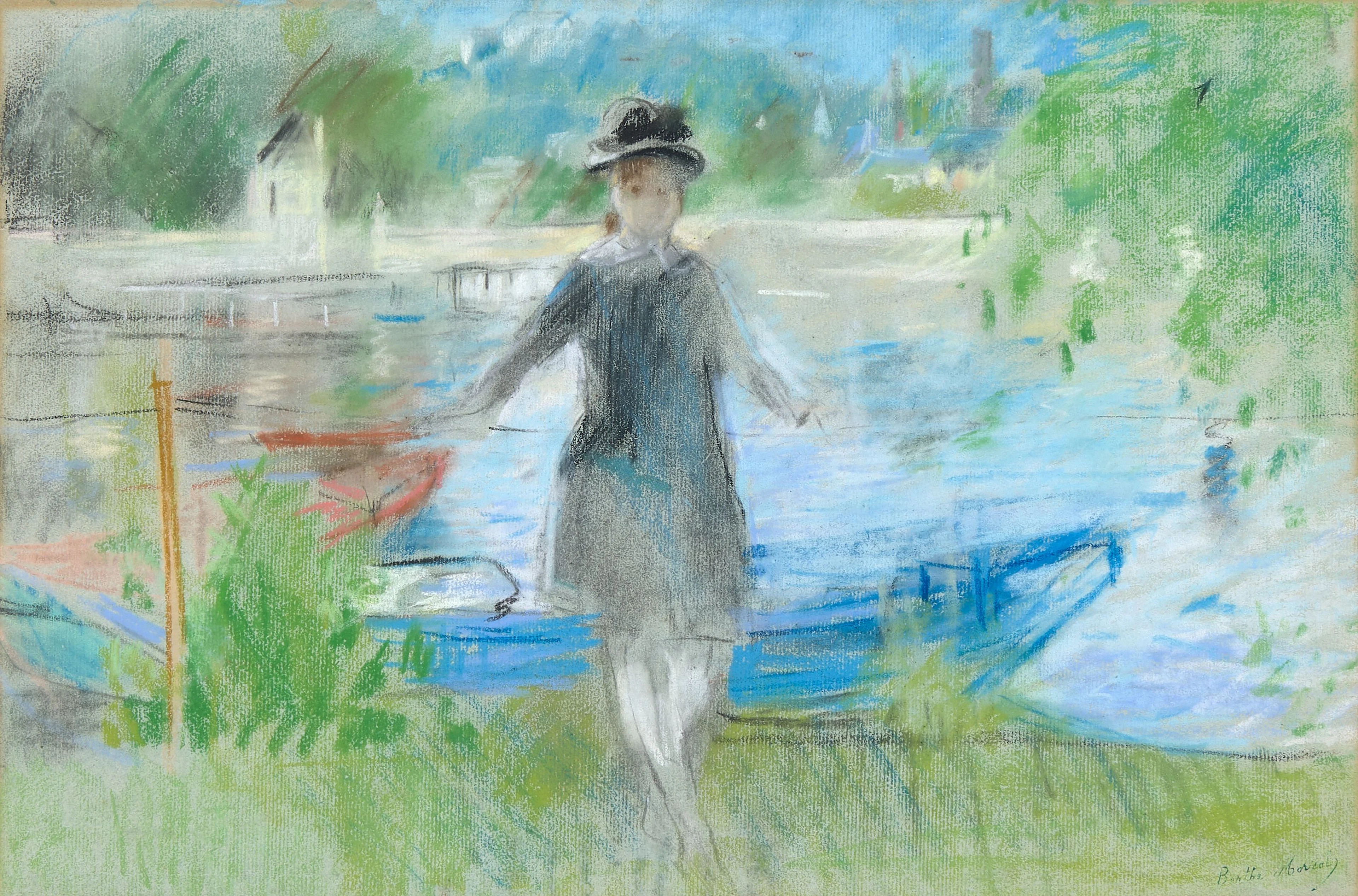 Berthe MORISOT 1841 - 1895 Au bord de la Seine à Epinay - 1881 Pastel sur papier