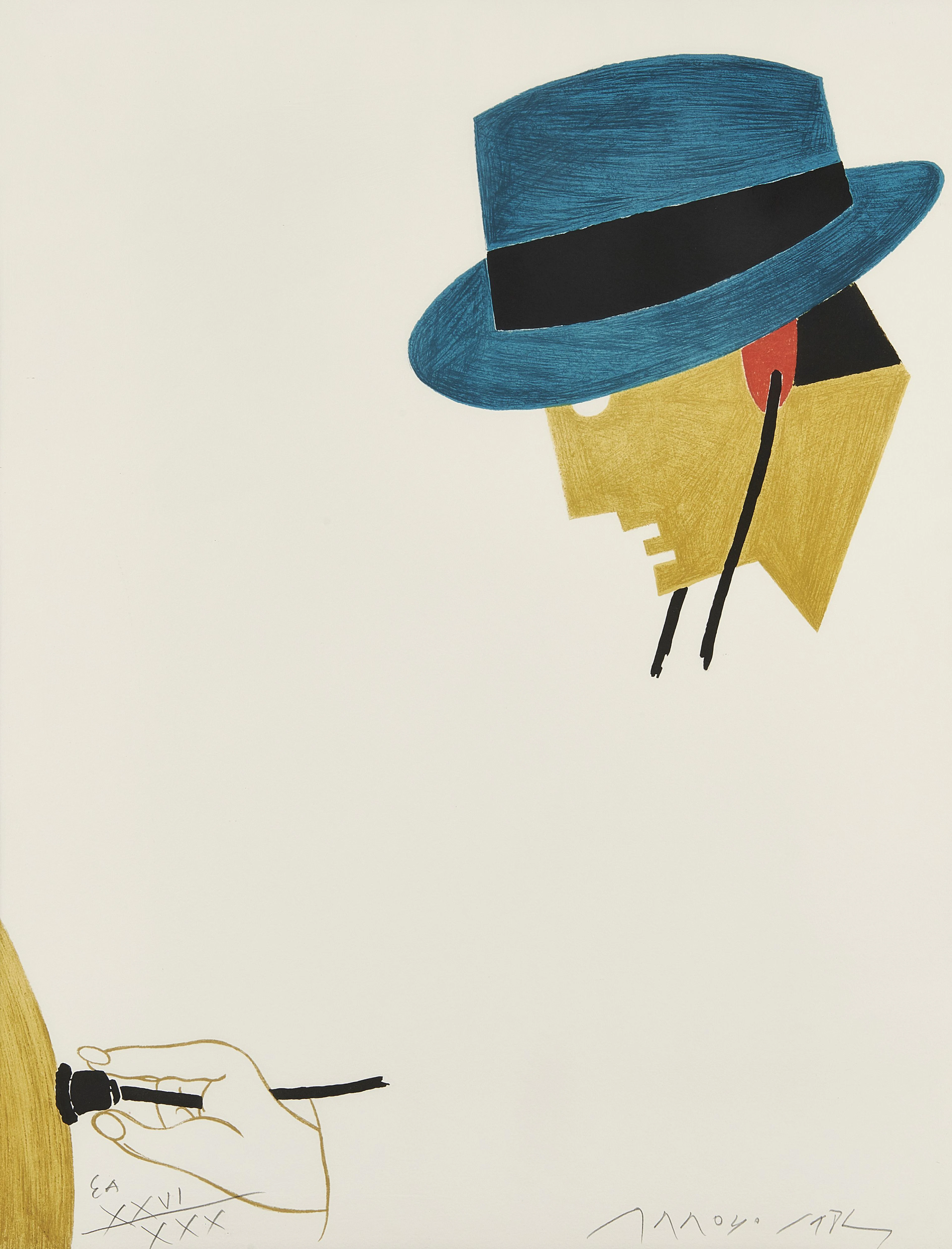 Eduardo ARROYO (1937 - 2018) Médecin au chapeau - 1986 Lithographie en couleurs