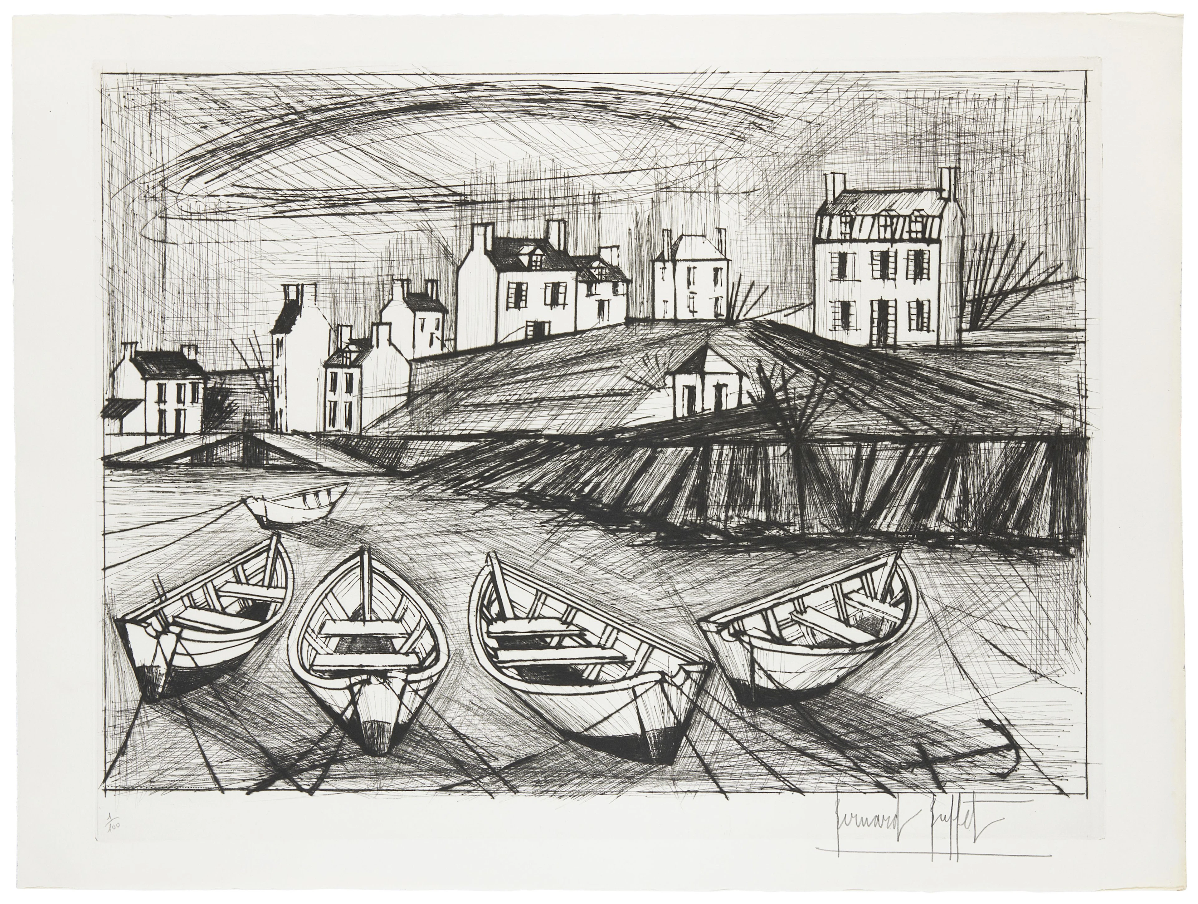 Bernard BUFFET (1928 - 1999) Doris à marée basse - 1968 Pointe-sèche en noir