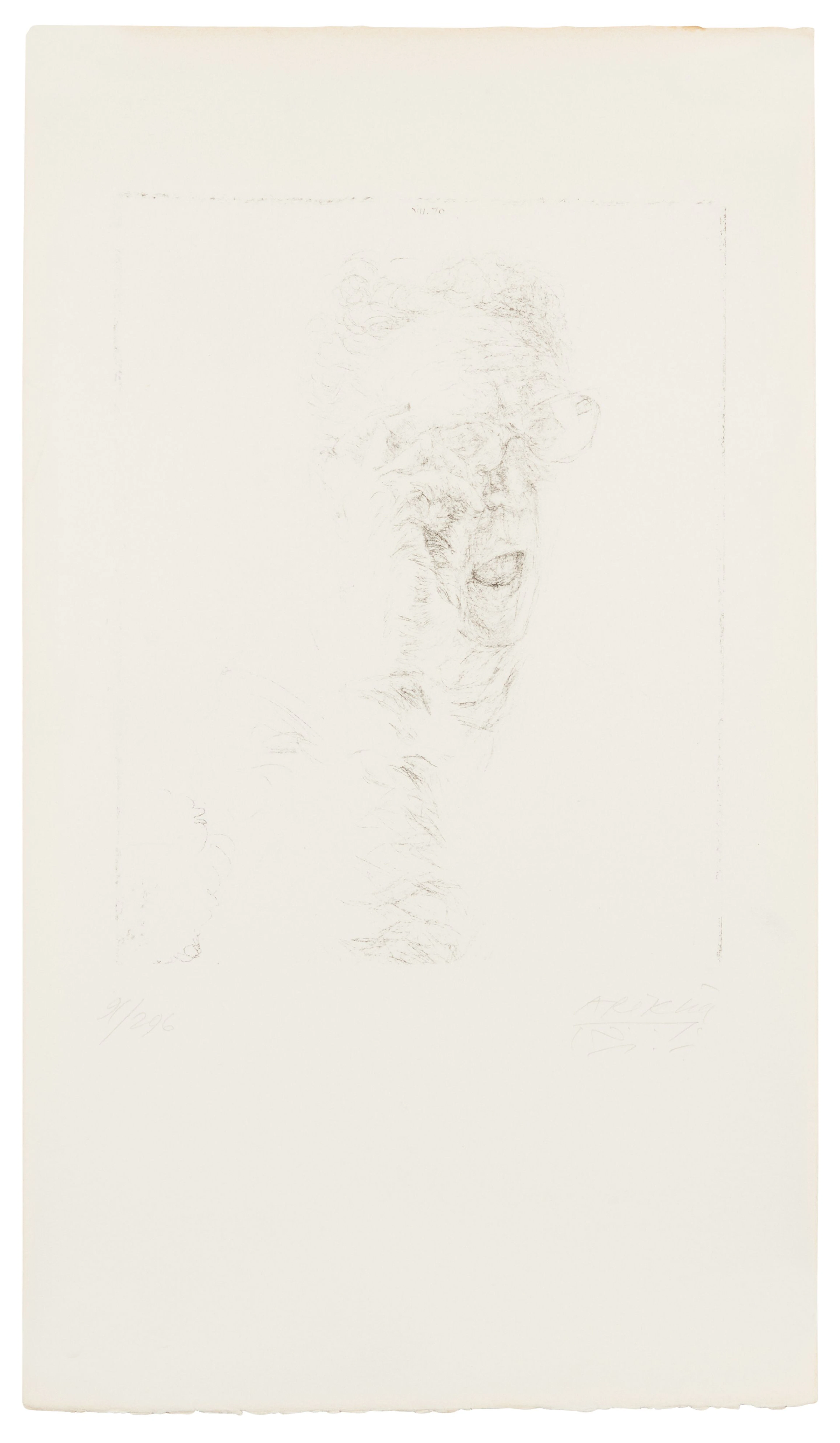 Avigdor ARIKHA (Né en 1929) Portrait - 1970 Lithographie en noir