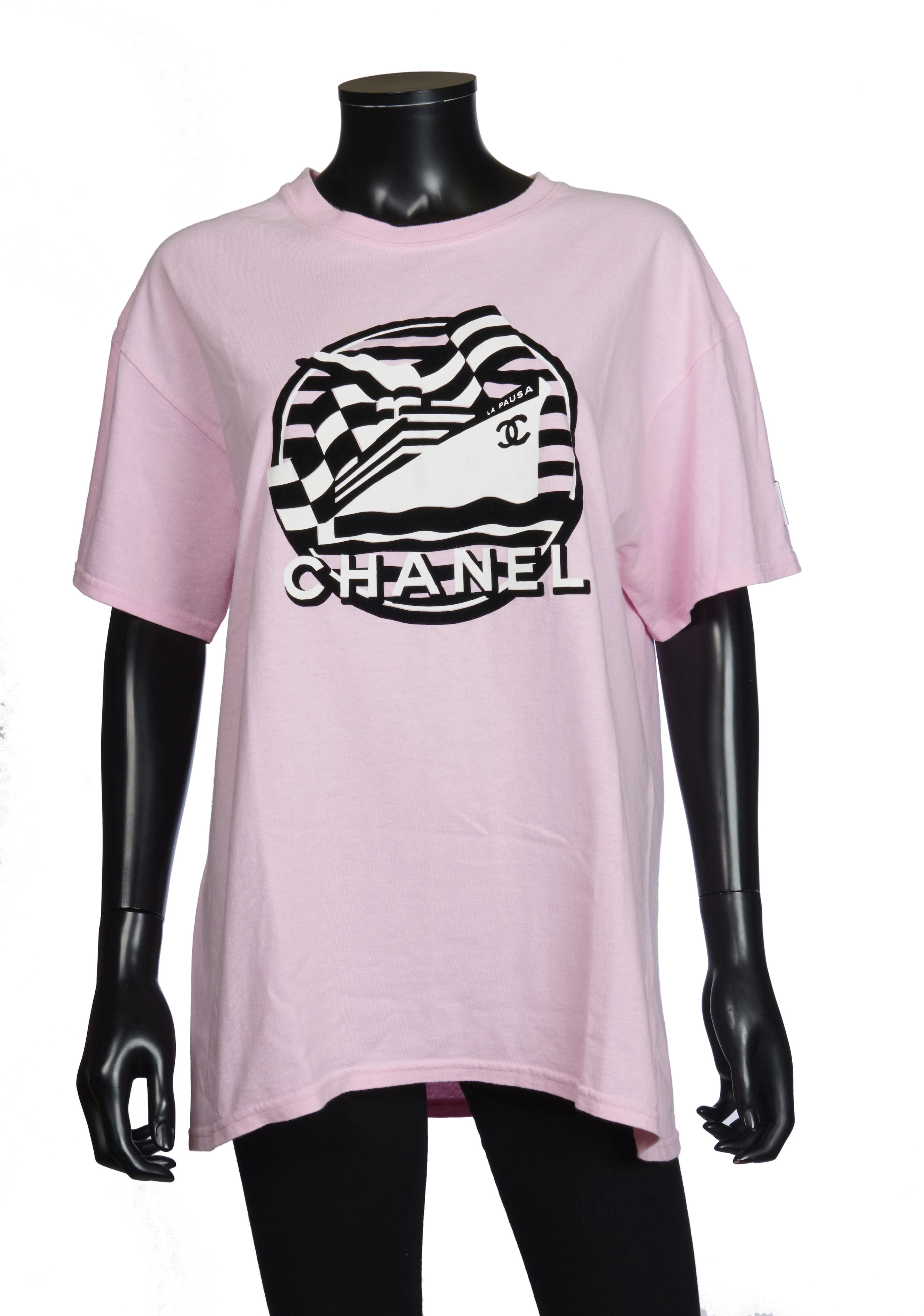 CHANEL Tee-shirt en coton rose (taille L) Pink cotton...