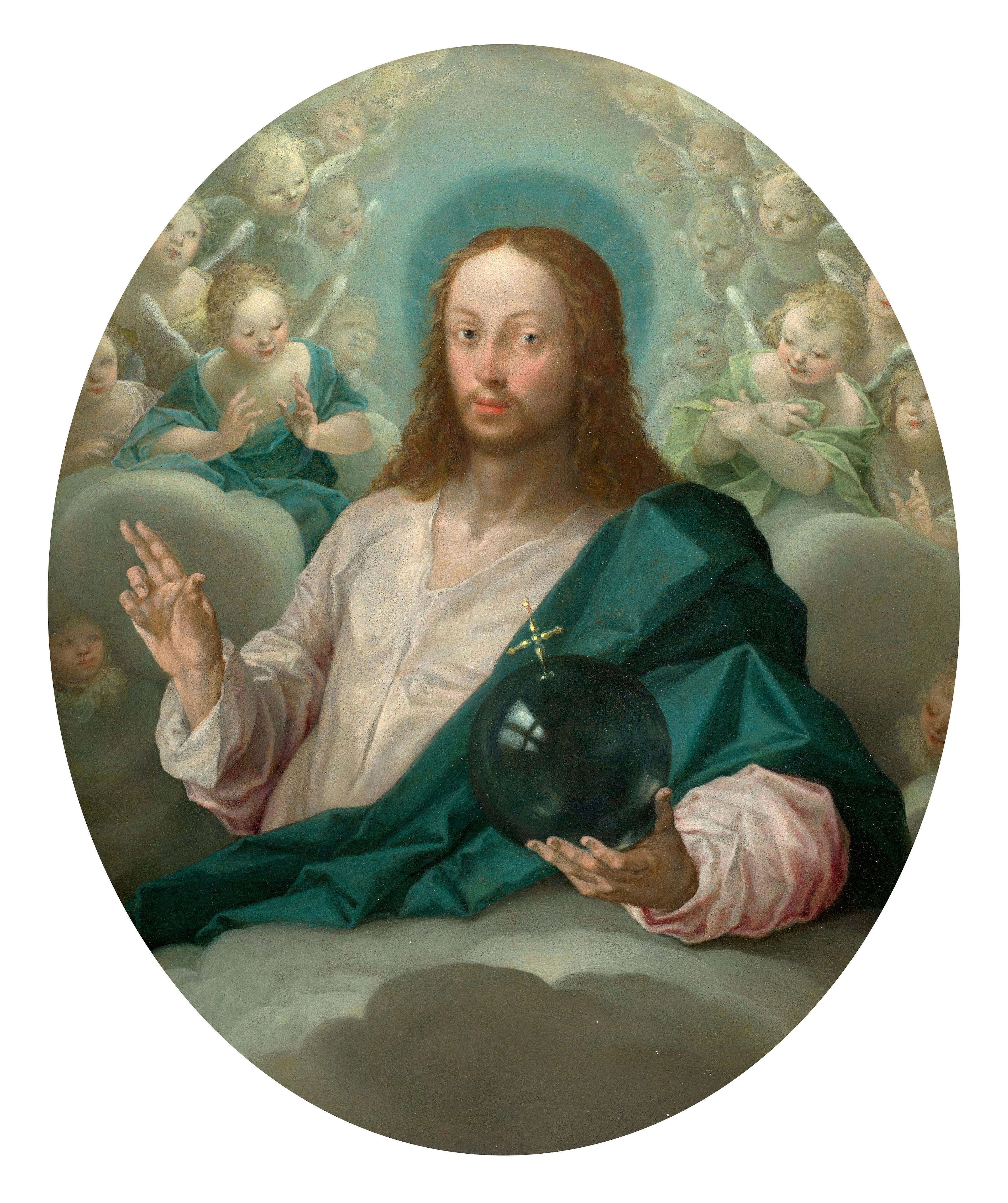 Ecole de Prague vers 1600 Le Christ Salvator Mundi...