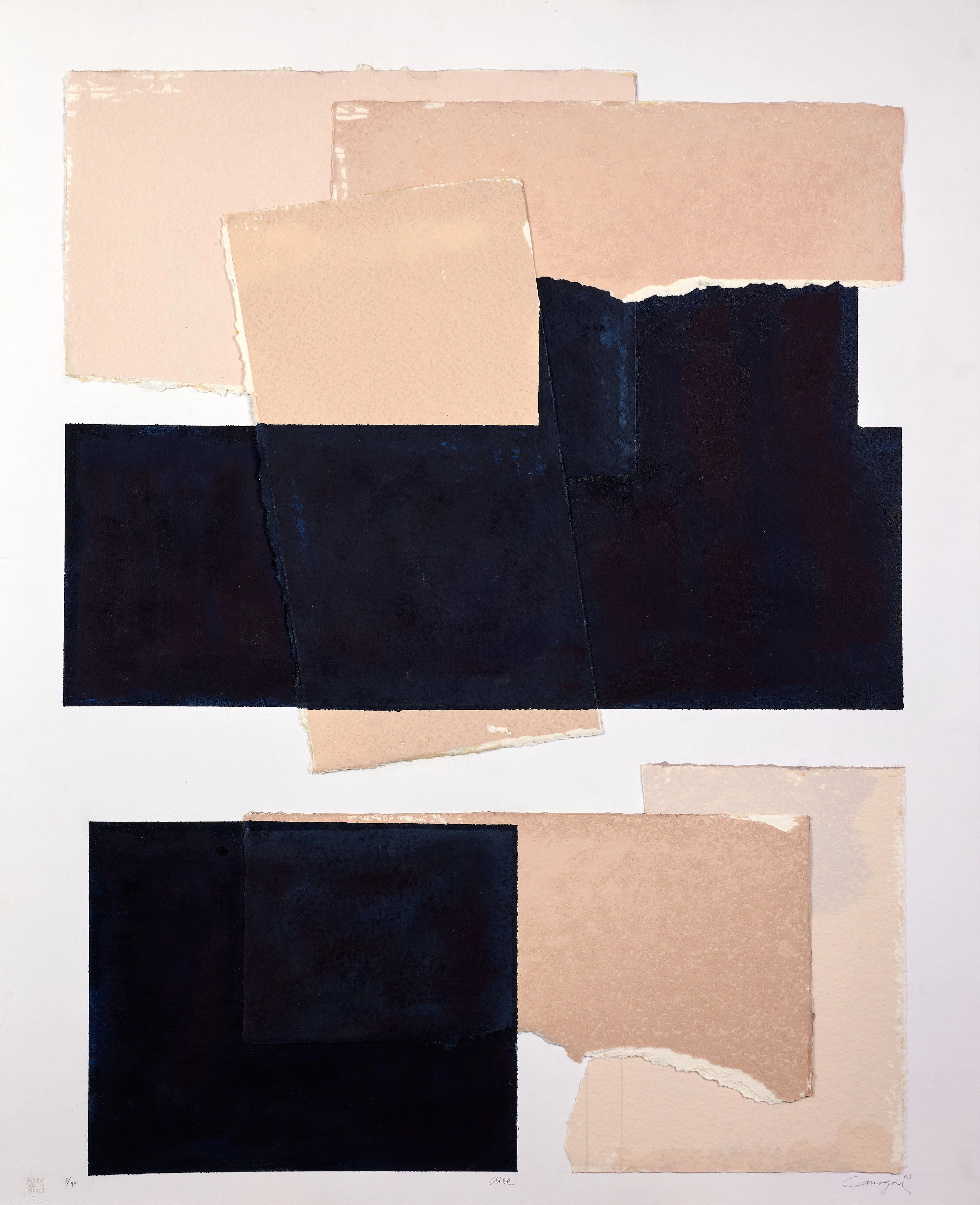 Rafael CANOGAR (Né en 1935) Aire - 2003 Sérigraphie et collage sur contreplaqué