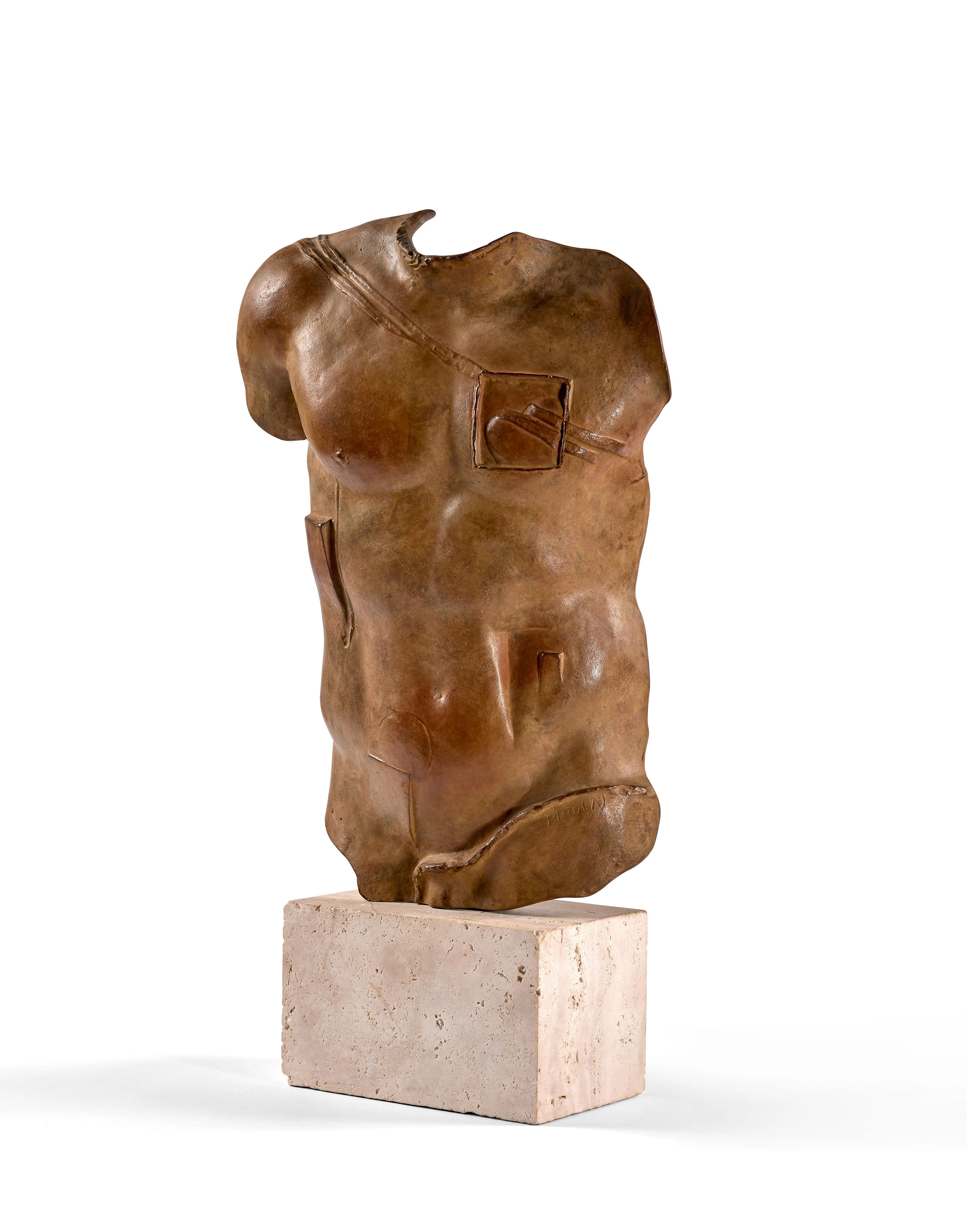 Igor MITORAJ (1944 - 2014) Persée - 1988 Bronze à patine brune et pierre