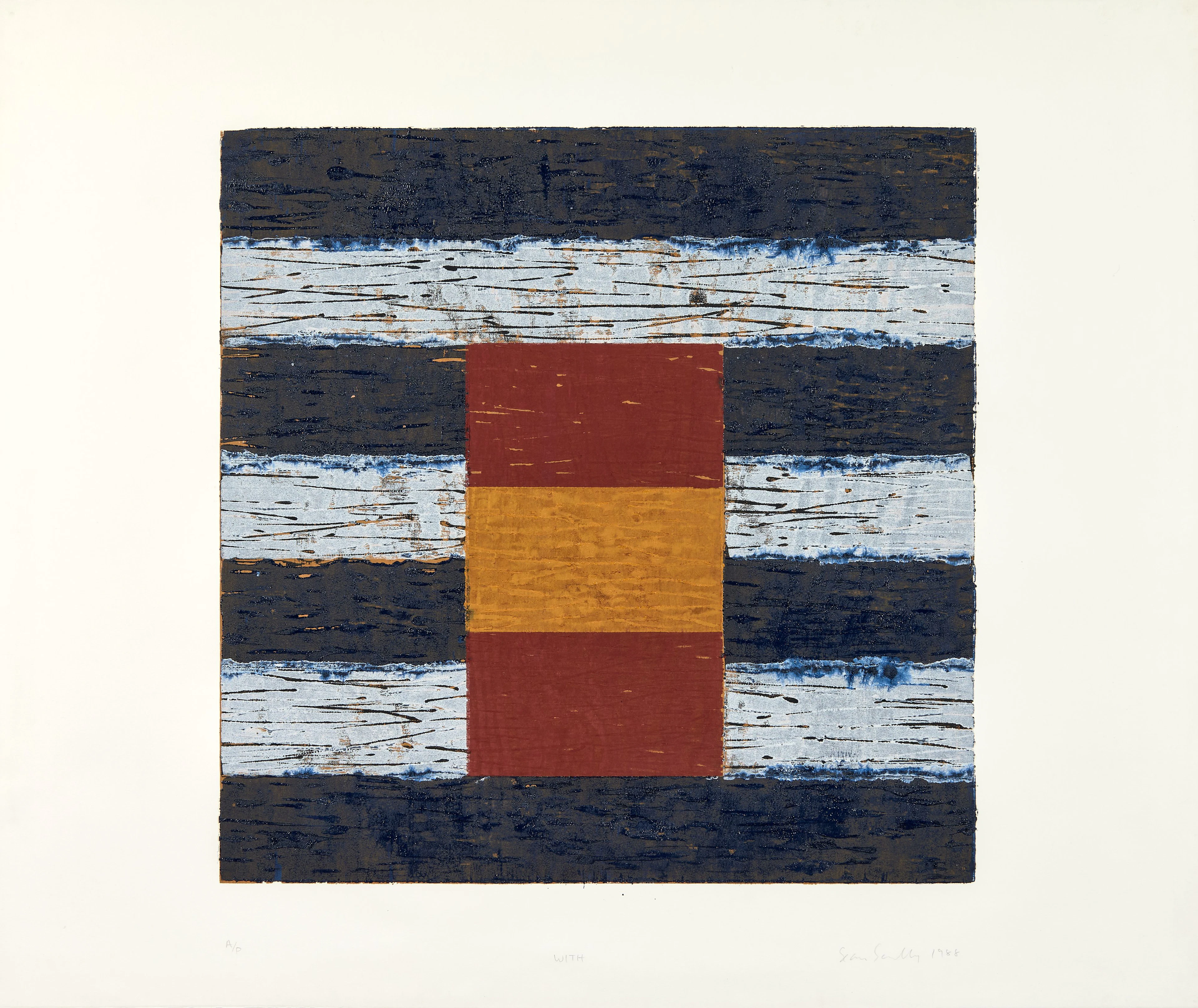 Sean SCULLY (Né en 1945) With - 1988 Bois gravé en couleurs