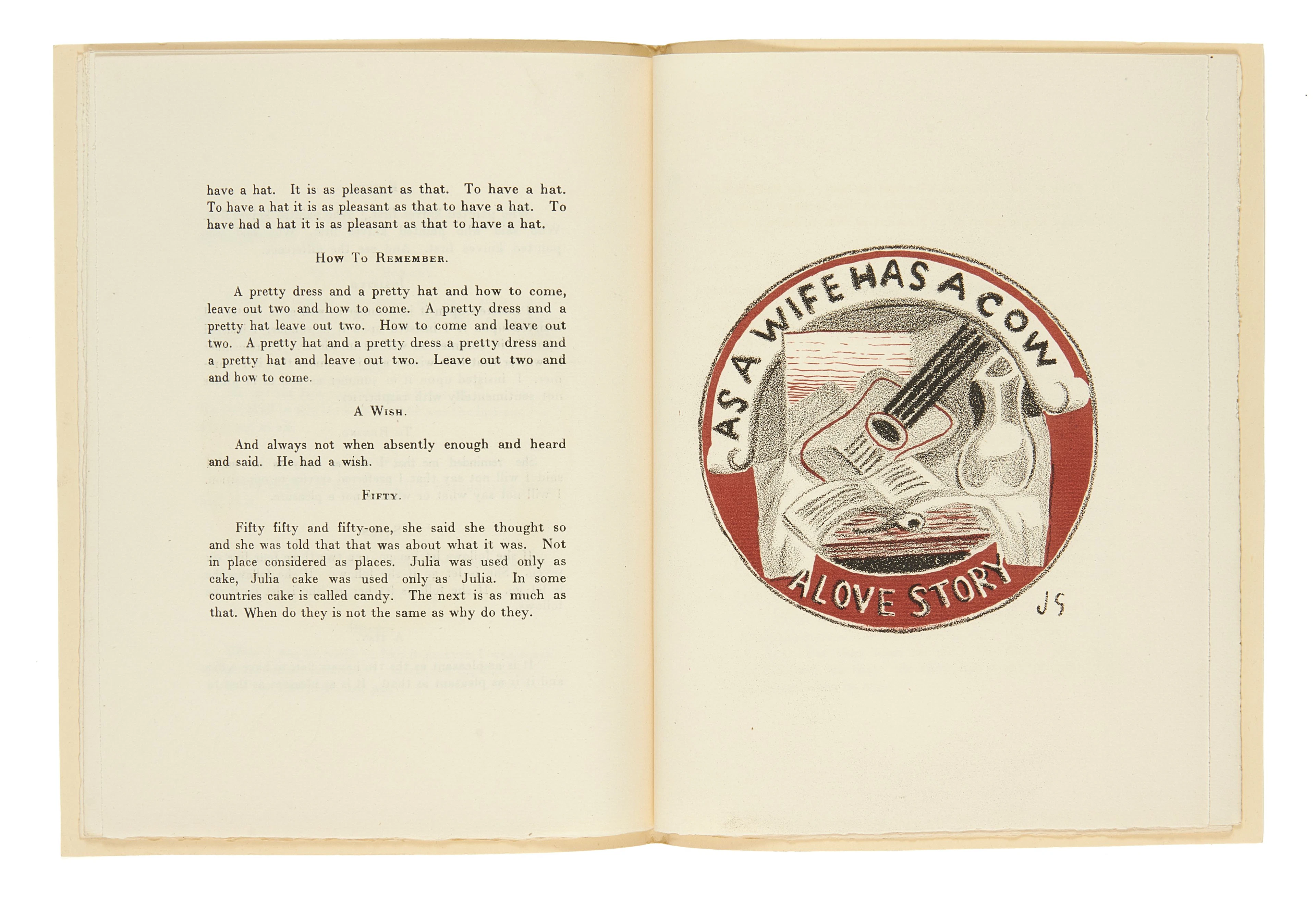 [GRIS].– STEIN (Gertrude) A Book concluding with As a wife has a cow