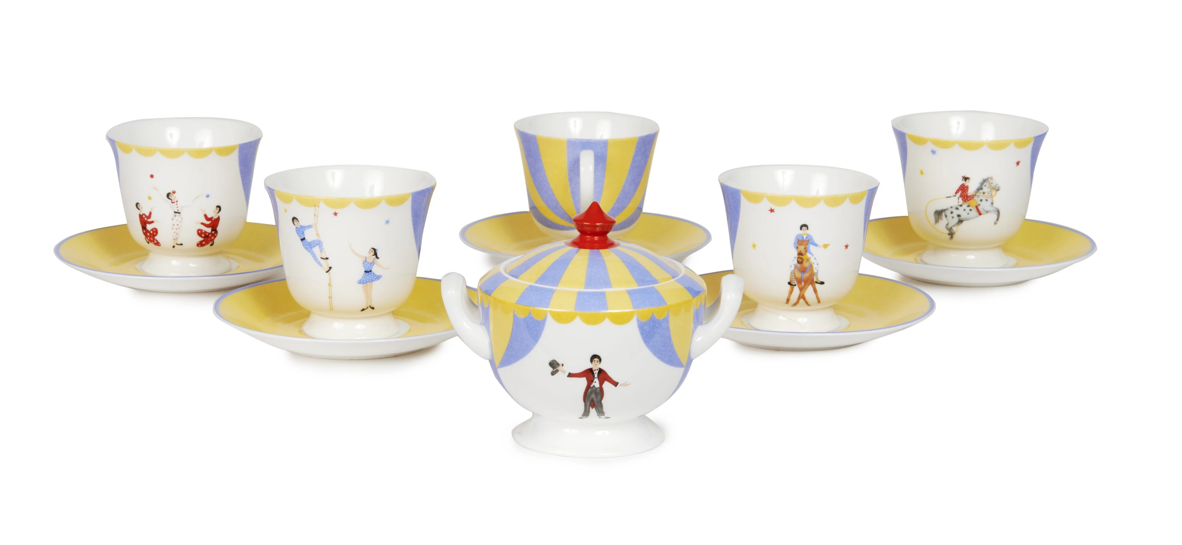 HERMÈS Service à thé "Le Clown" en porcelaine comprenant...