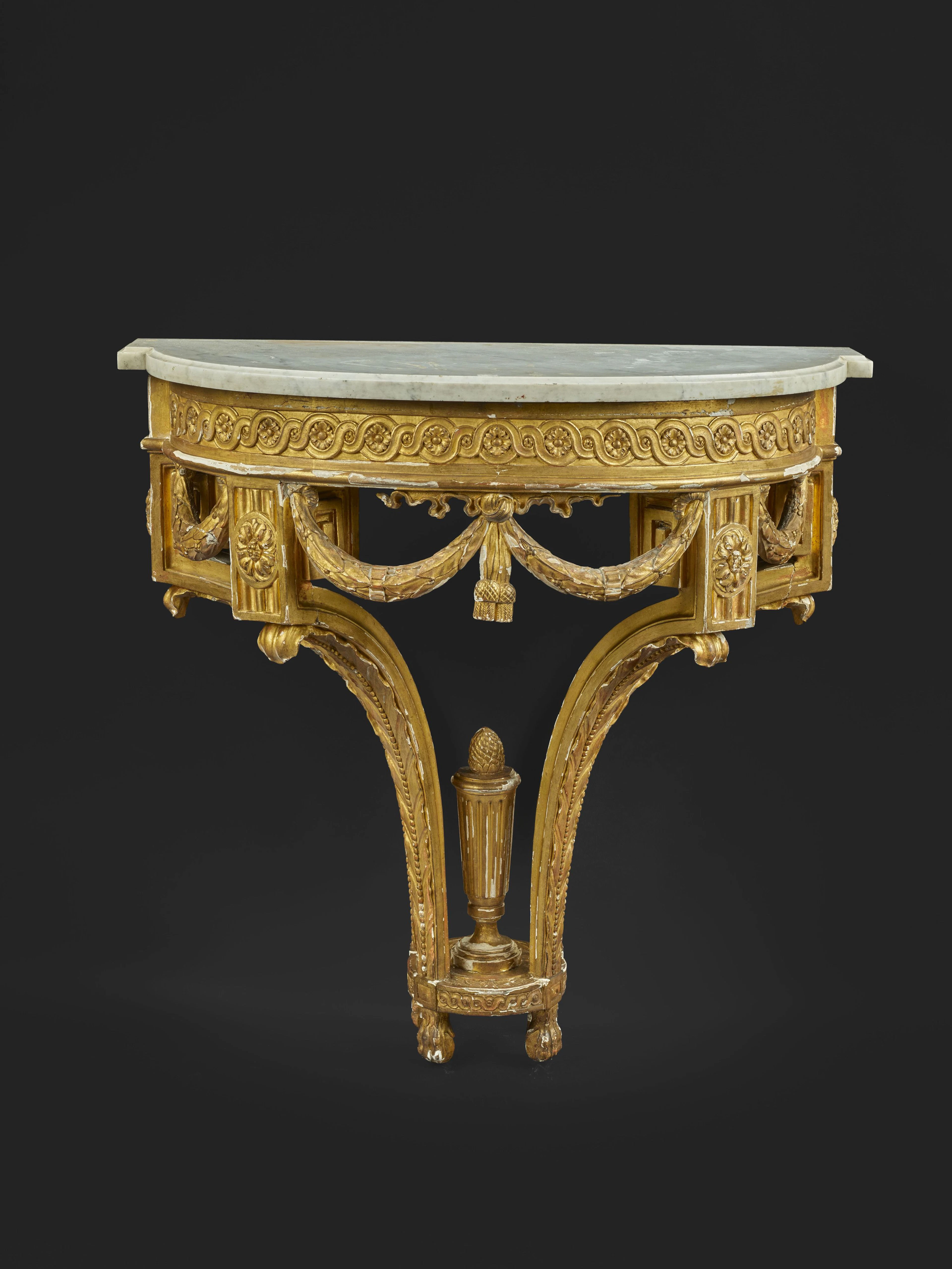 CONSOLE DEMI-LUNE D'ÉPOQUE LOUIS XVI