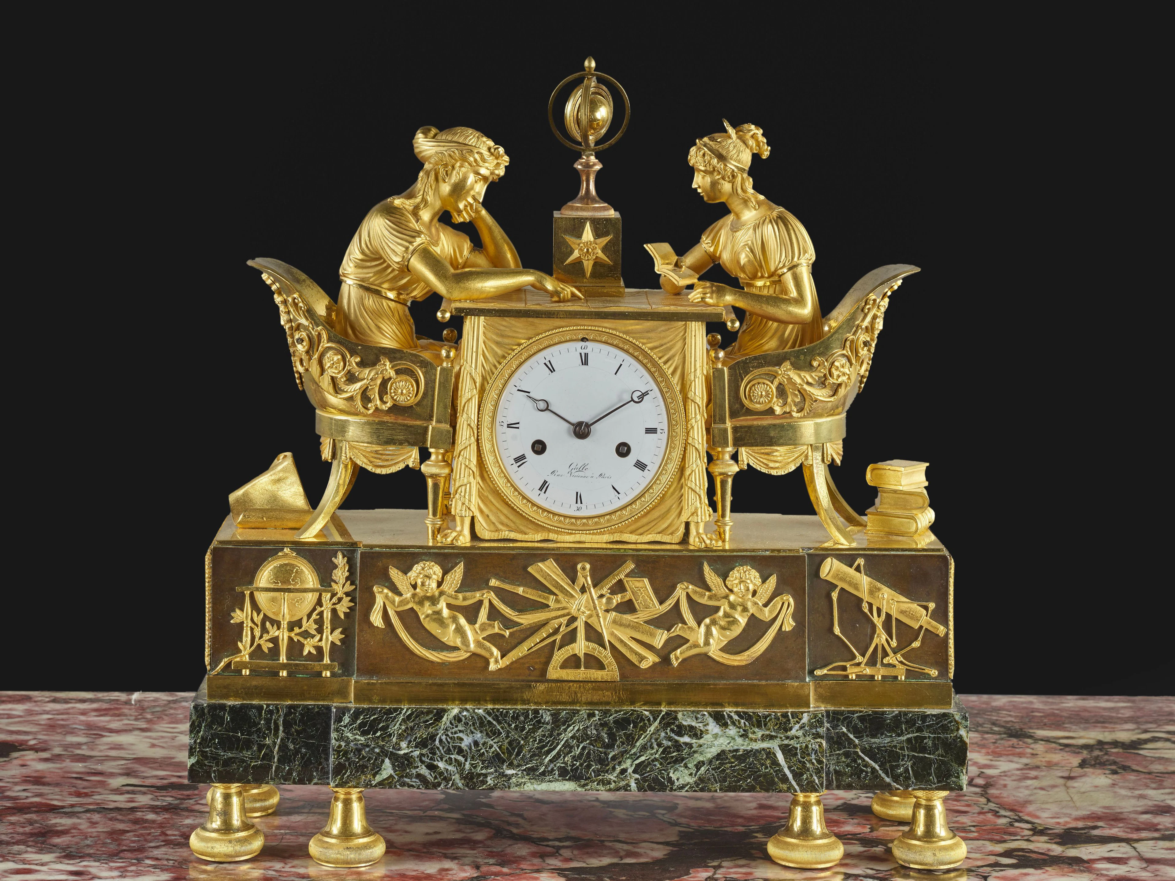 PENDULE "À LA LEÇON D'ASTRONOMIE" D'ÉPOQUE EMPIRE...