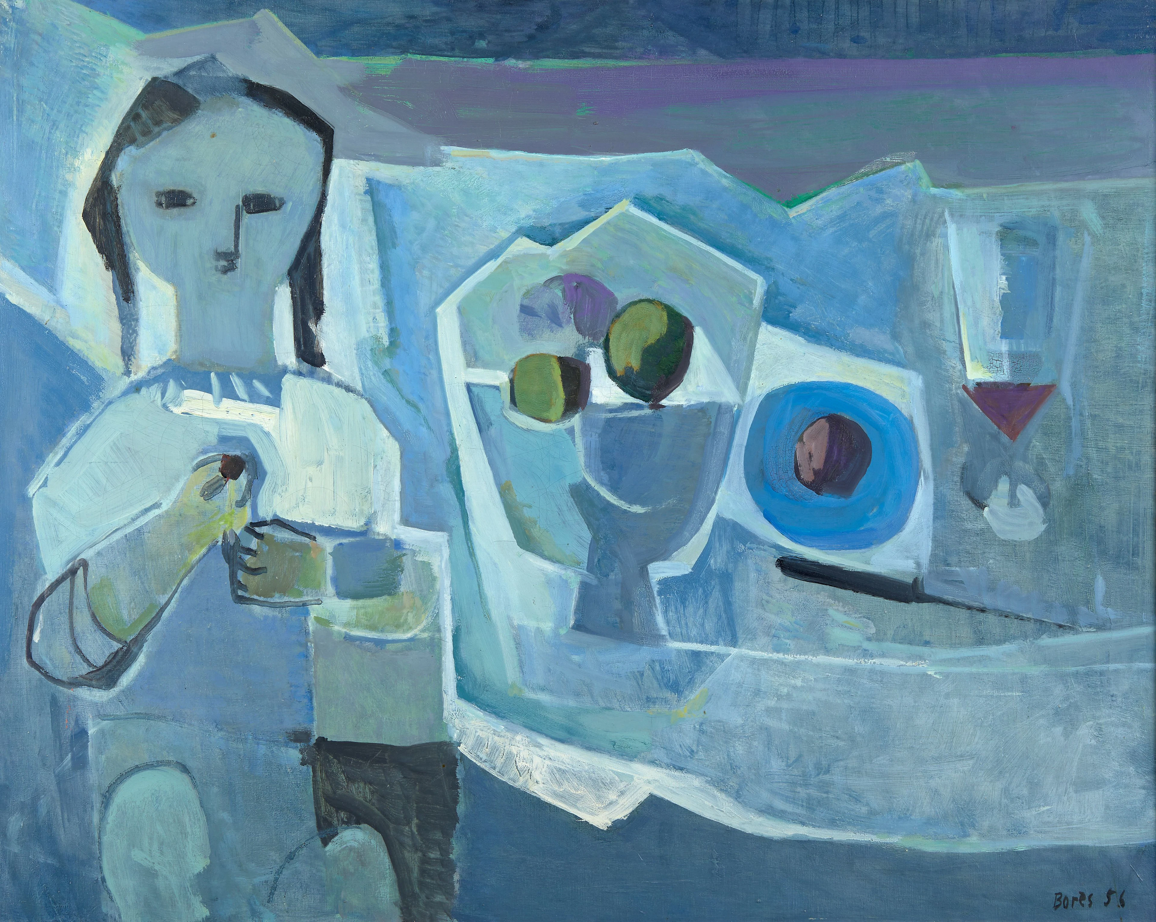 Francisco BORES 1898 - 1972 Fillette et nature morte -1956 Huile sur toile
