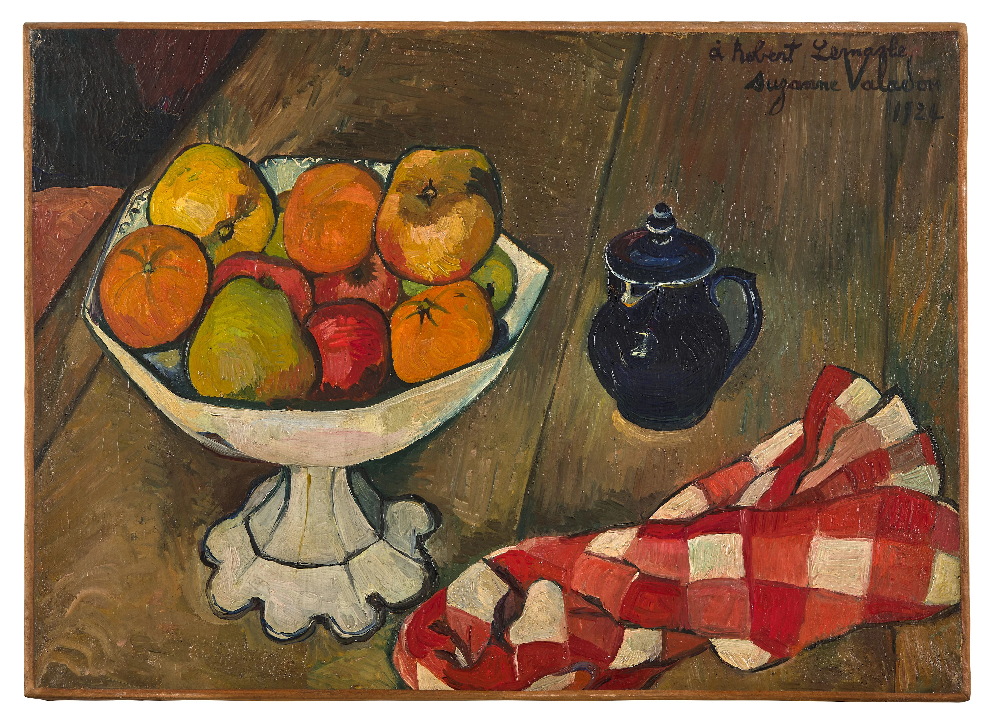 Compotier de fruits, pot et serviette - 1924