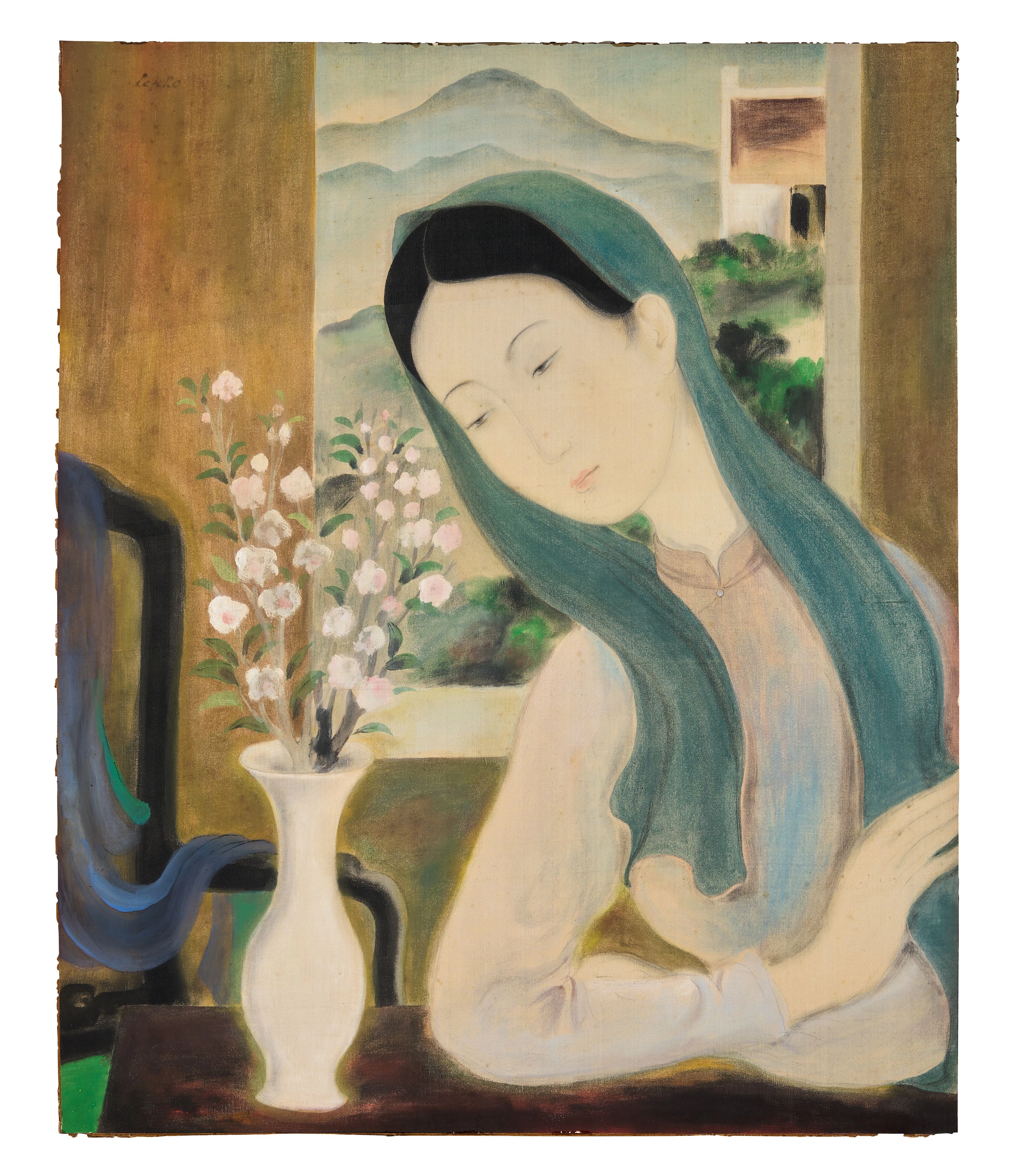LE PHO 1907 - 2001 La rêverie Gouache et encre sur soie