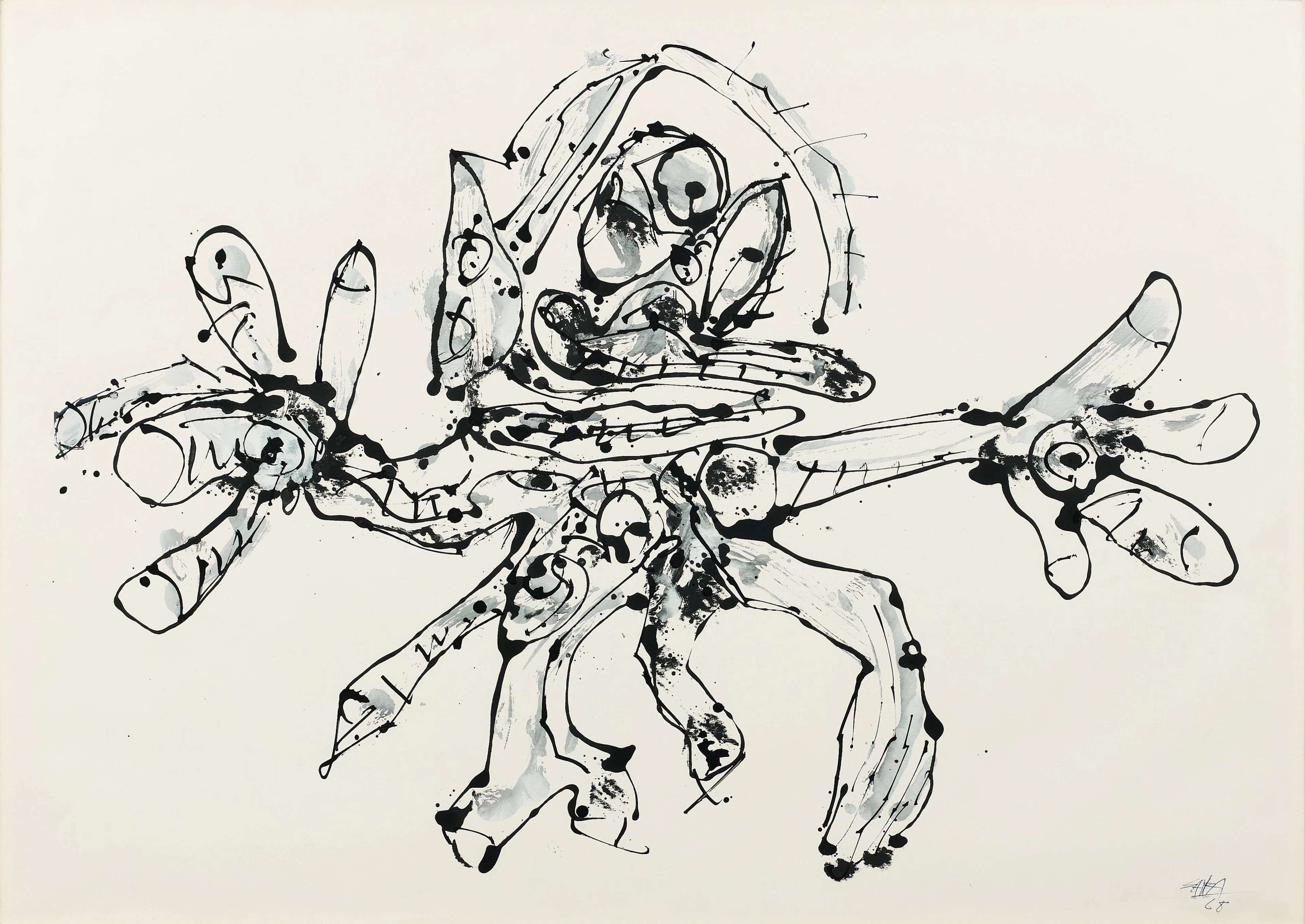 Antonio SAURA (1930 - 1998) Crucifixión - 1968 Technique mixte sur papier
