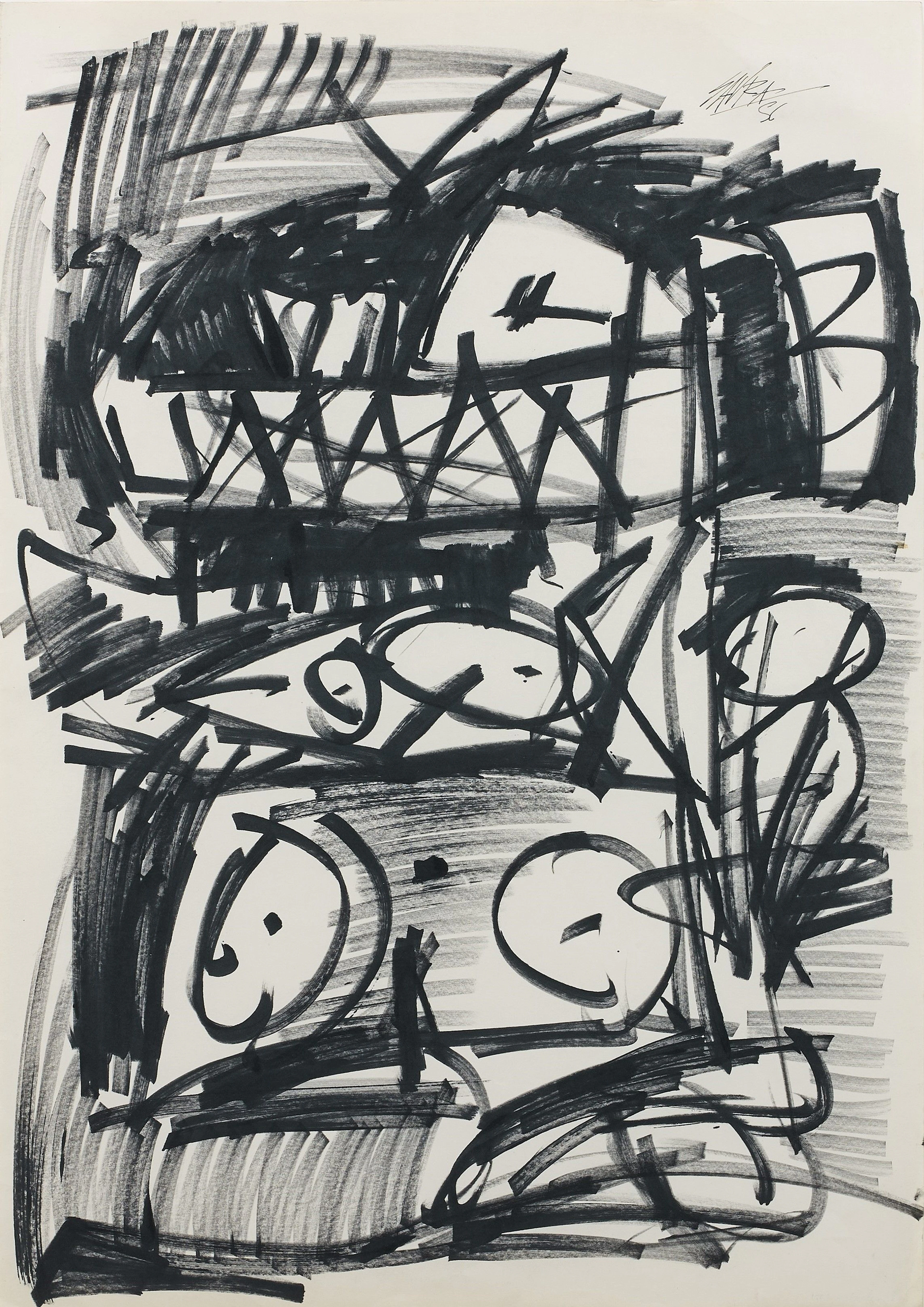 Antonio SAURA (1930 - 1998) Dame - 1956 Technique mixte sur papier