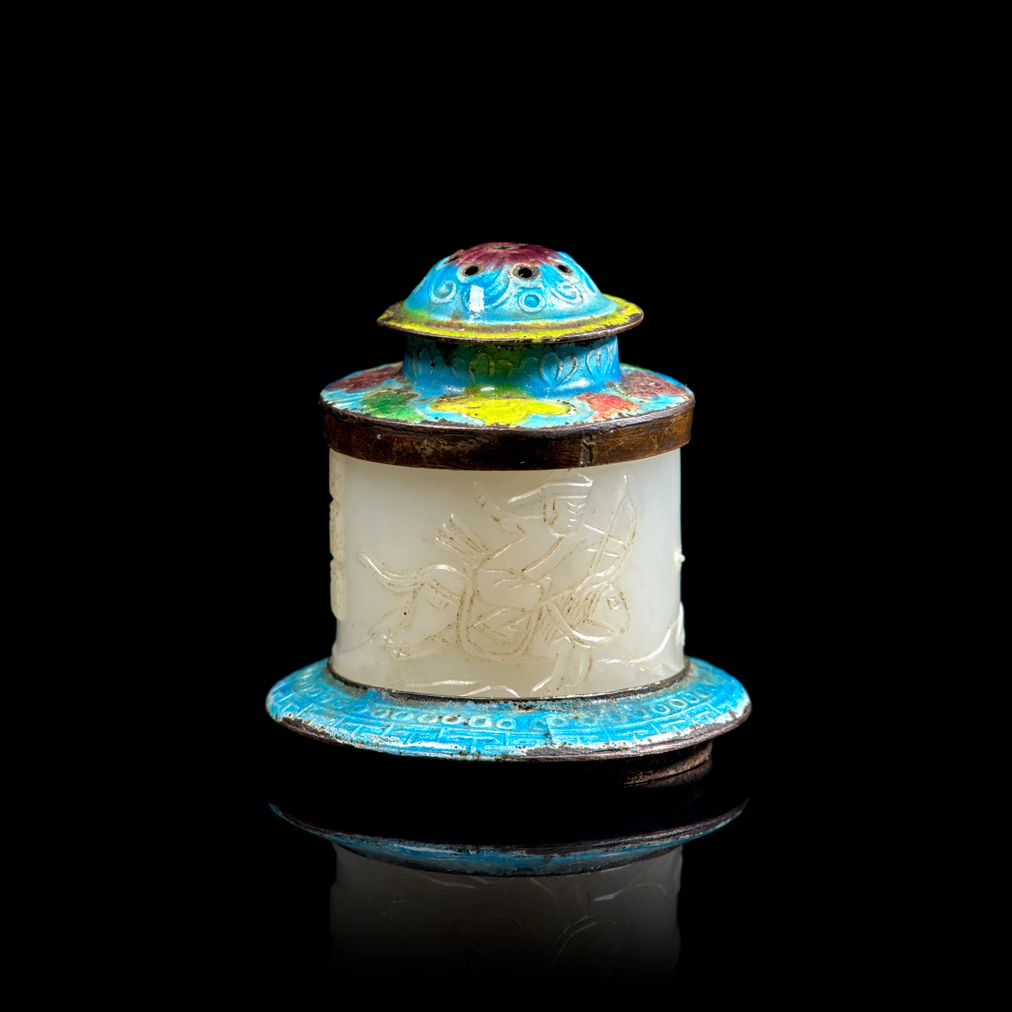 BAGUE D'ARCHER EN JADE BLANC MONTÉE EN SALERON