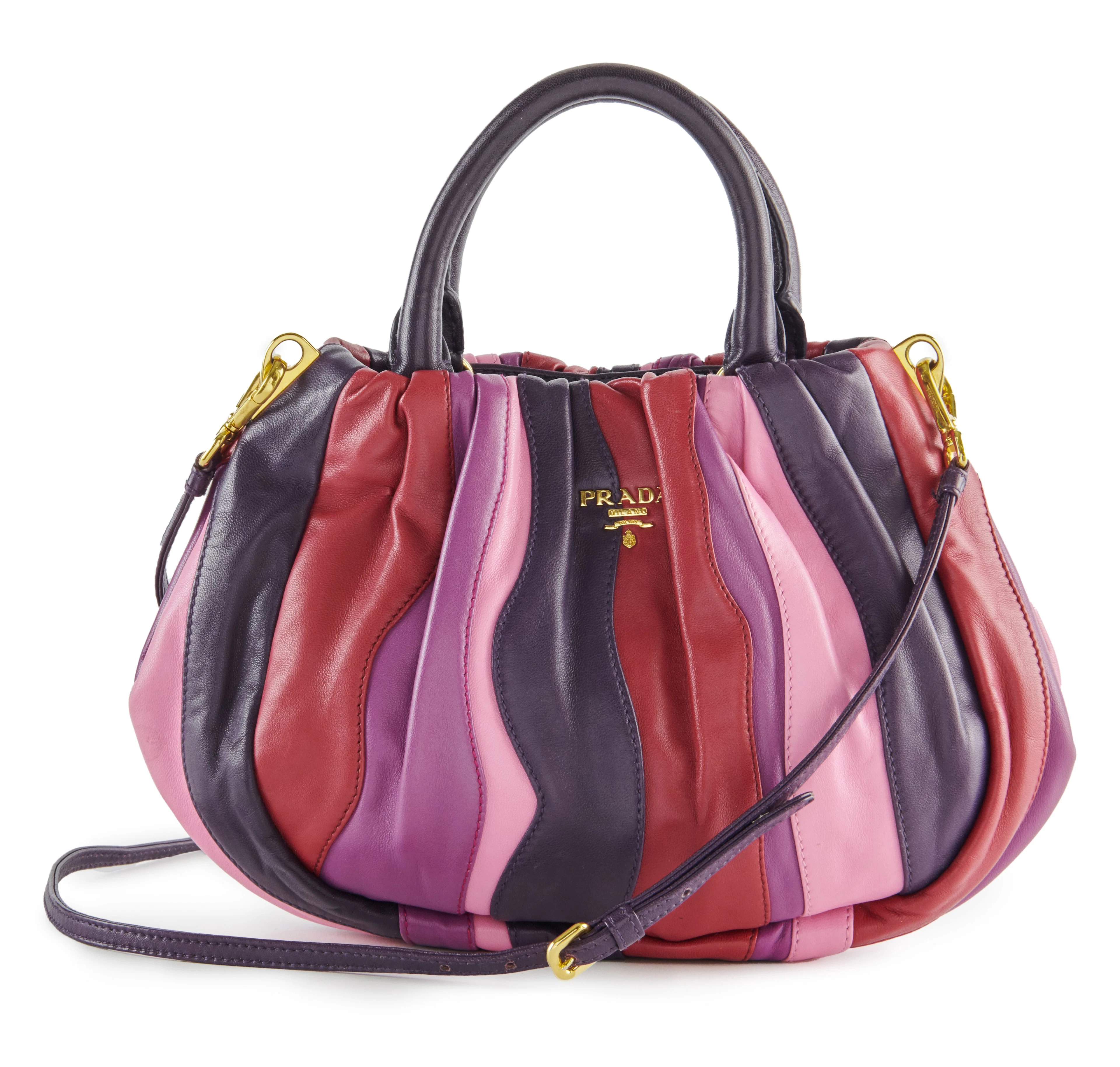 PRADA Sac à main Cuir rayé rose