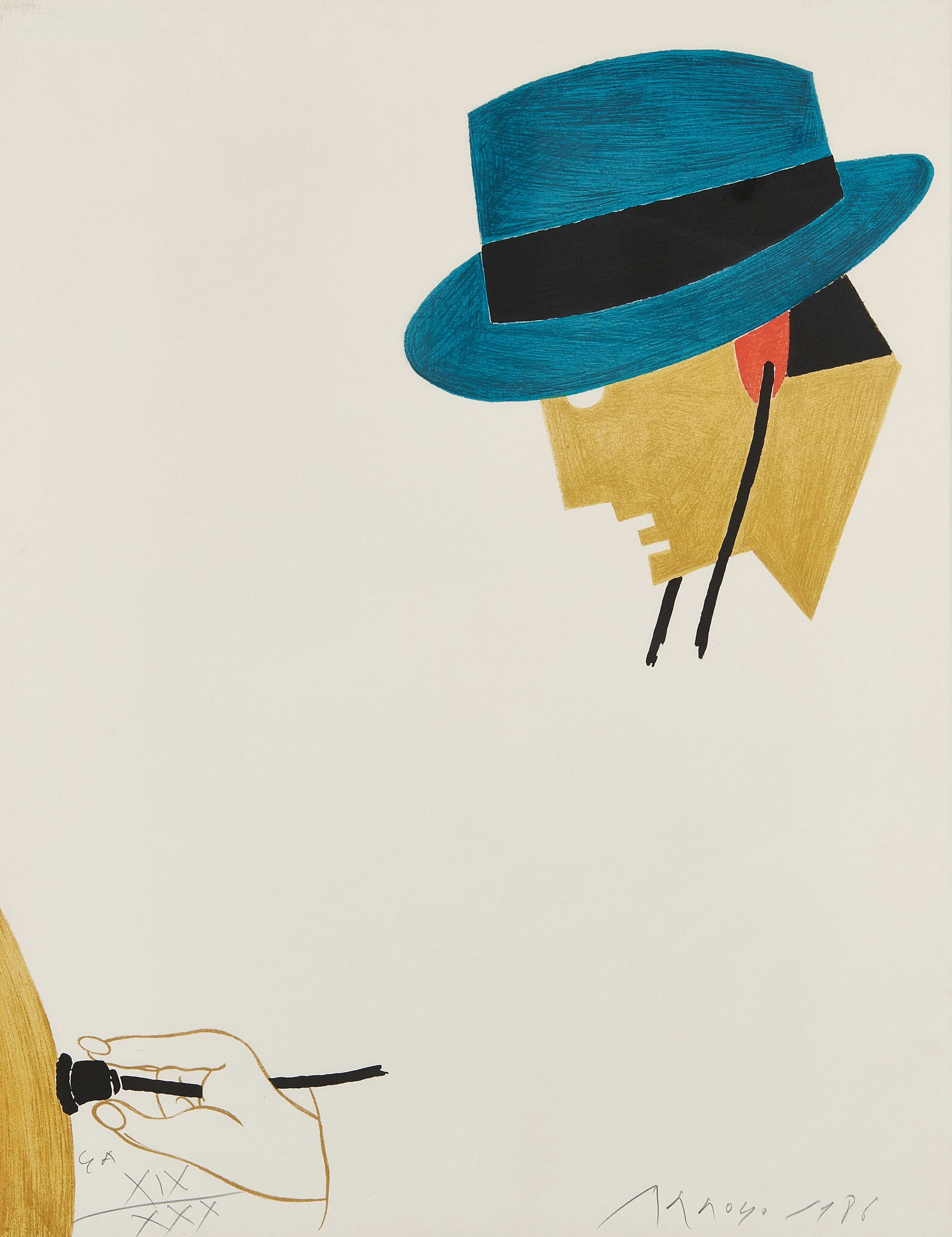 Eduardo ARROYO (1937 - 2018) Médecin au chapeau - 1986 Lithographie en couleurs