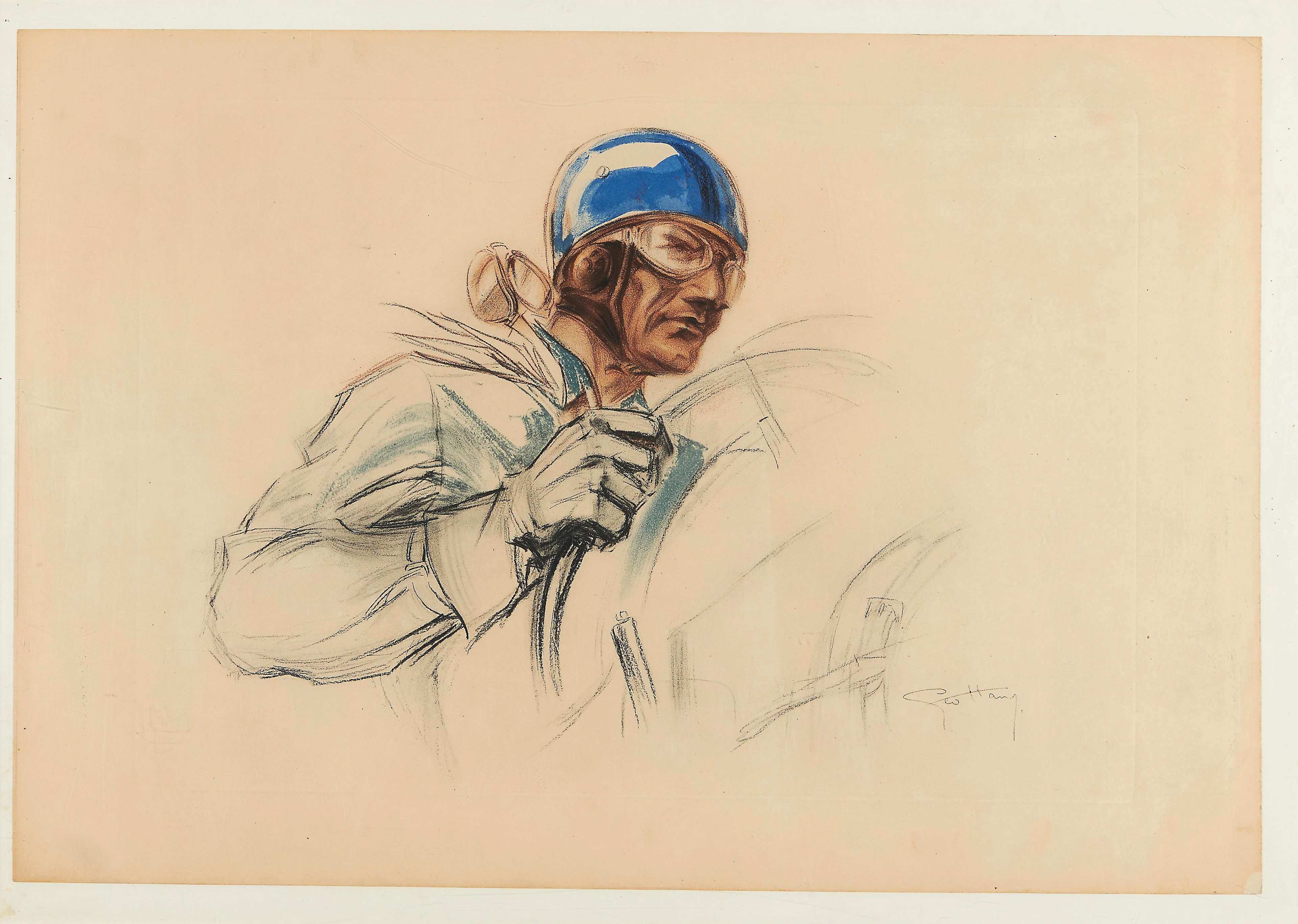 Géo HAM (Georges Hamel) 1900-1972 Pilote au casque bleu