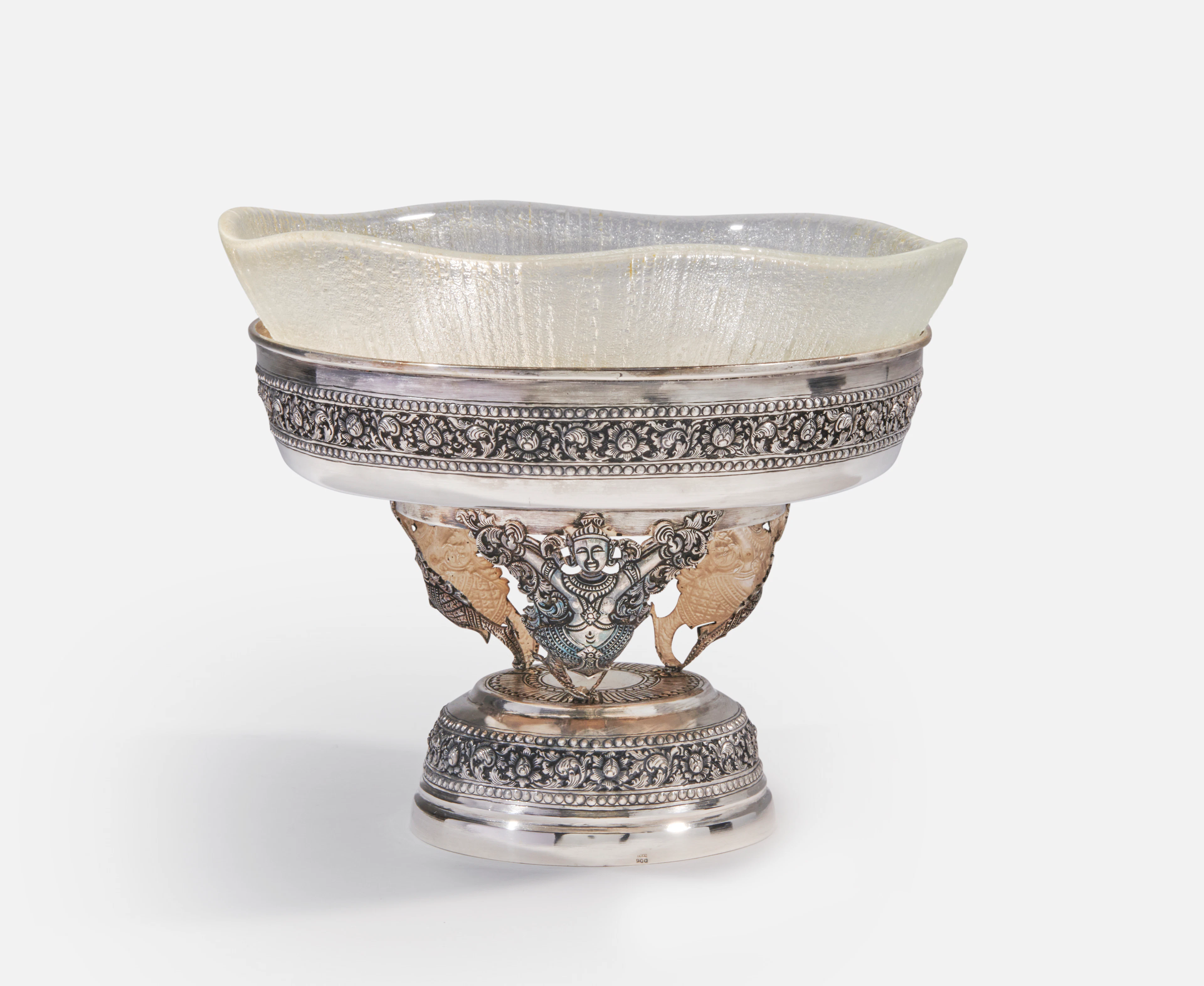 COUPE EN ARGENT À BAS TITRE ET VERRE