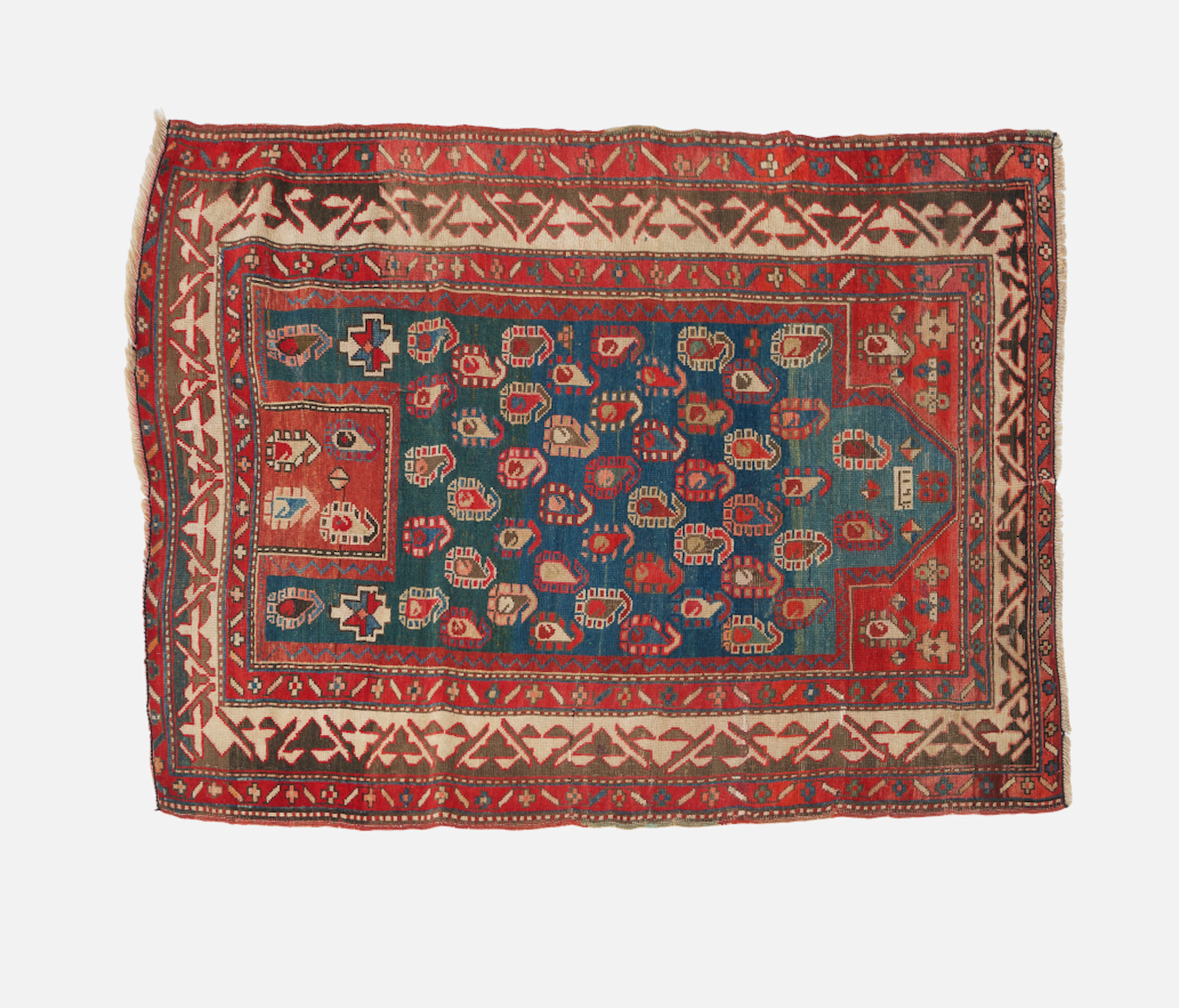 TAPIS DE PRIÈRE CAUCASIEN BORDJALOU KAZAK, DÉBUT DU XXe SIÈCLE