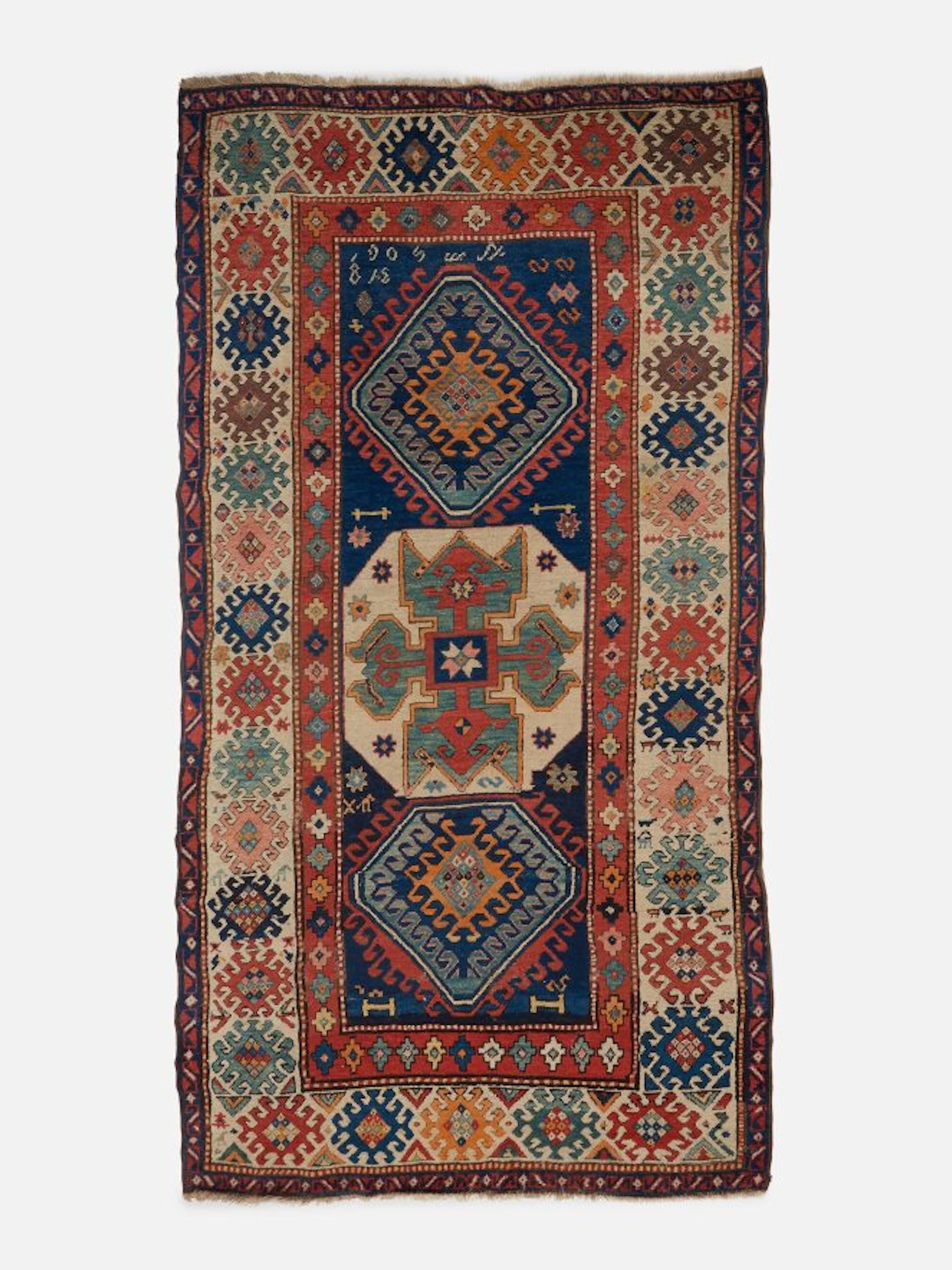 TAPIS CAUCASIEN KAZAK DATÉ ET INSCRIT, LORRI, ARMÉNIE, VERS 1900
