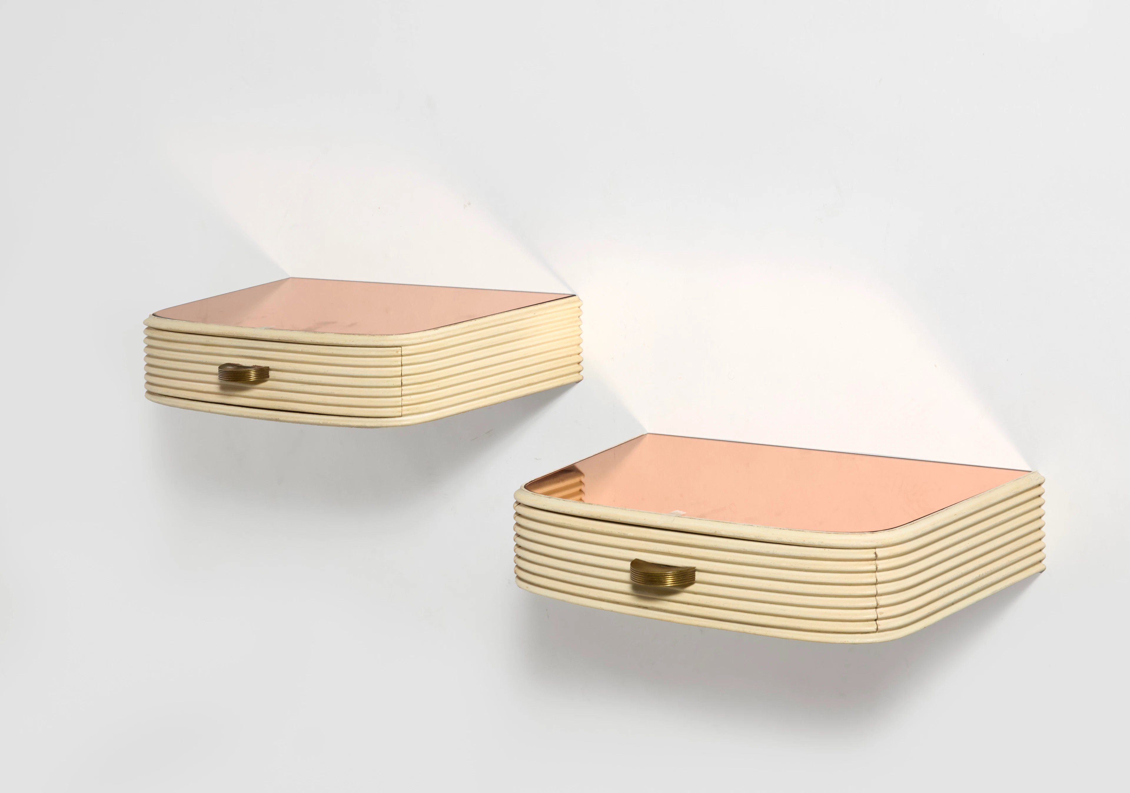 A pair of lacquered wood