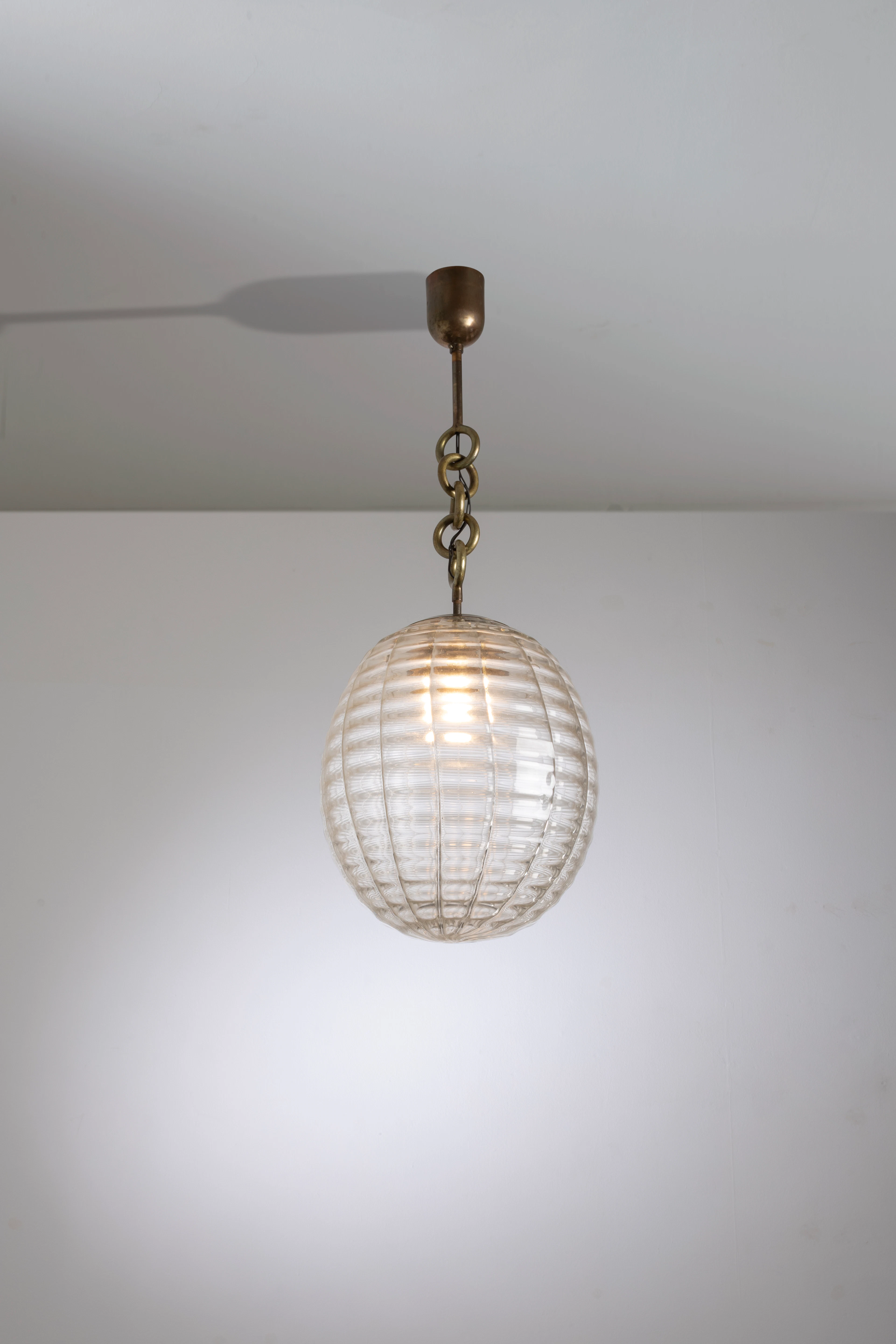 A brass and Murano glass ceiling lamp by Paolo Venini for...