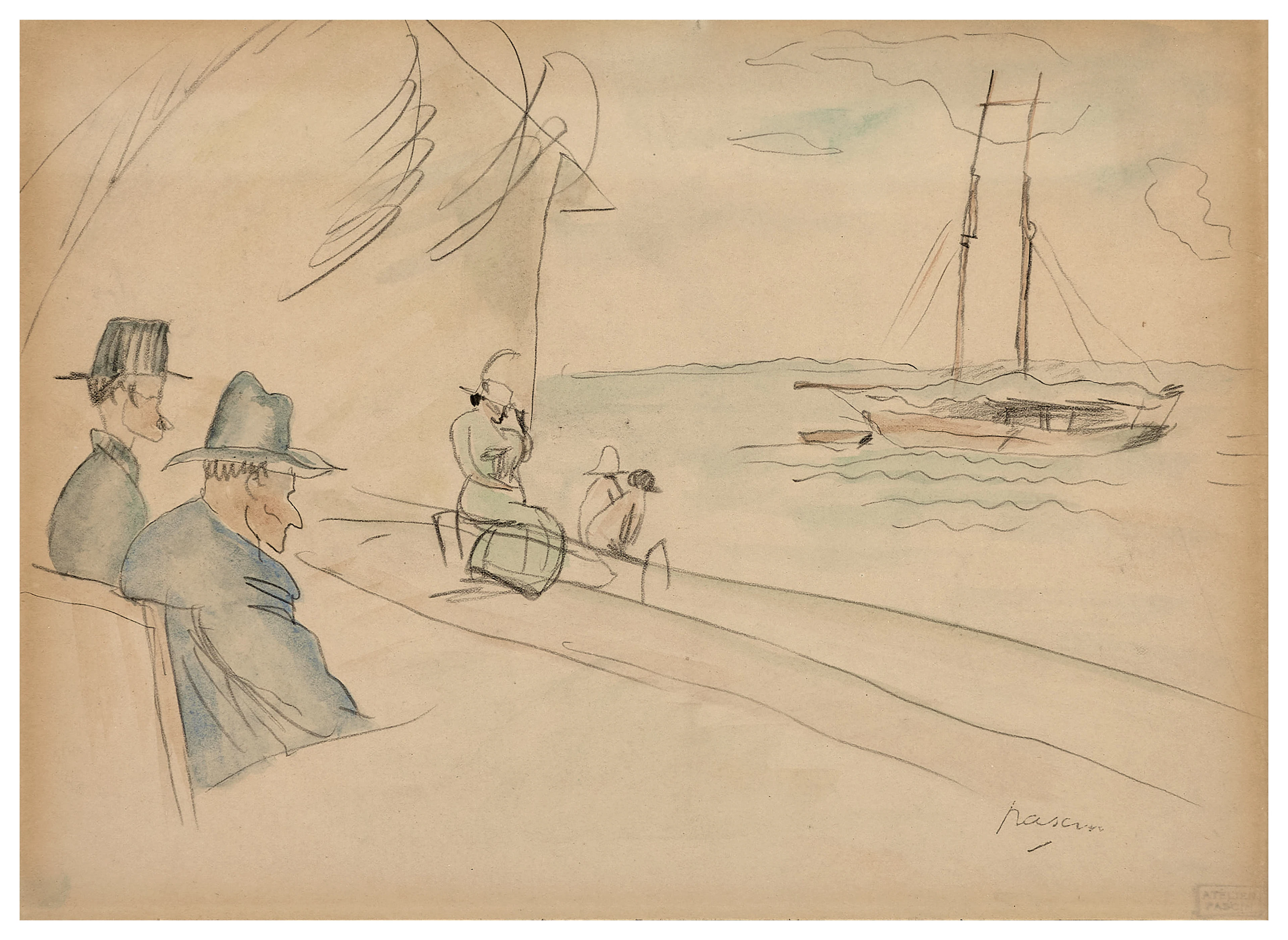 Ensemble de quatre oeuvres sur papier
