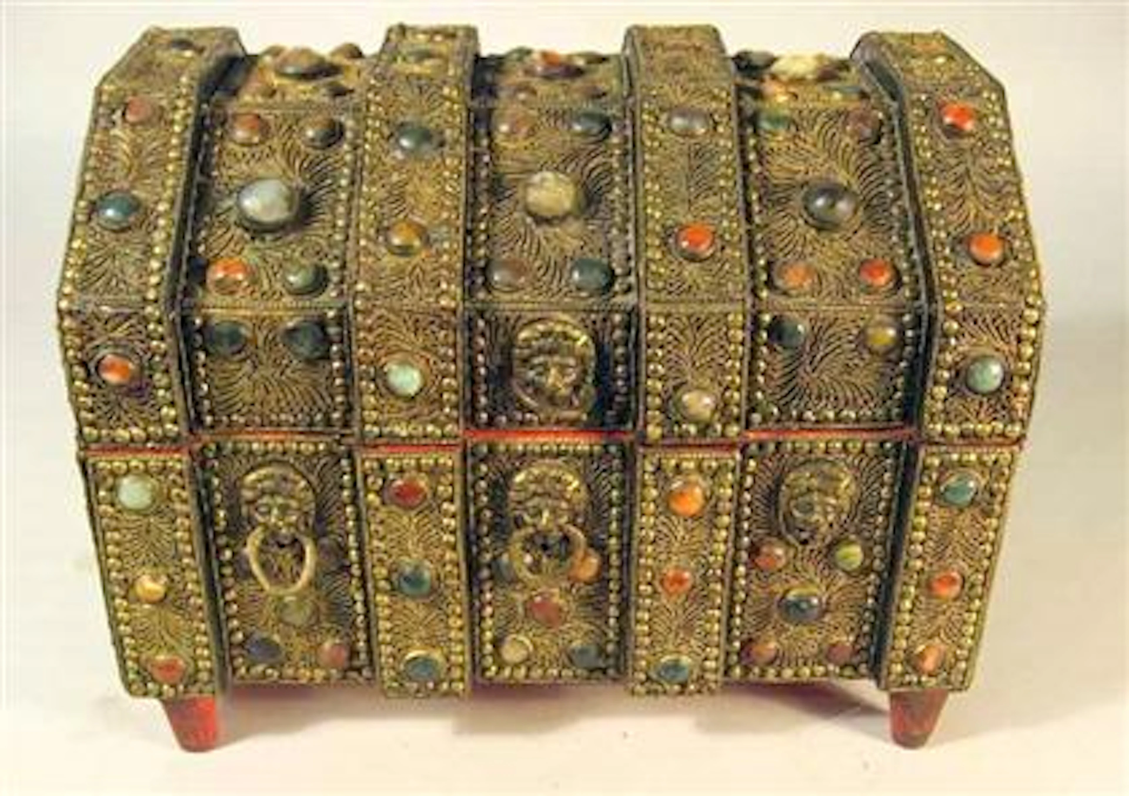 Persian 'jeweled' and filigree box, 20th century