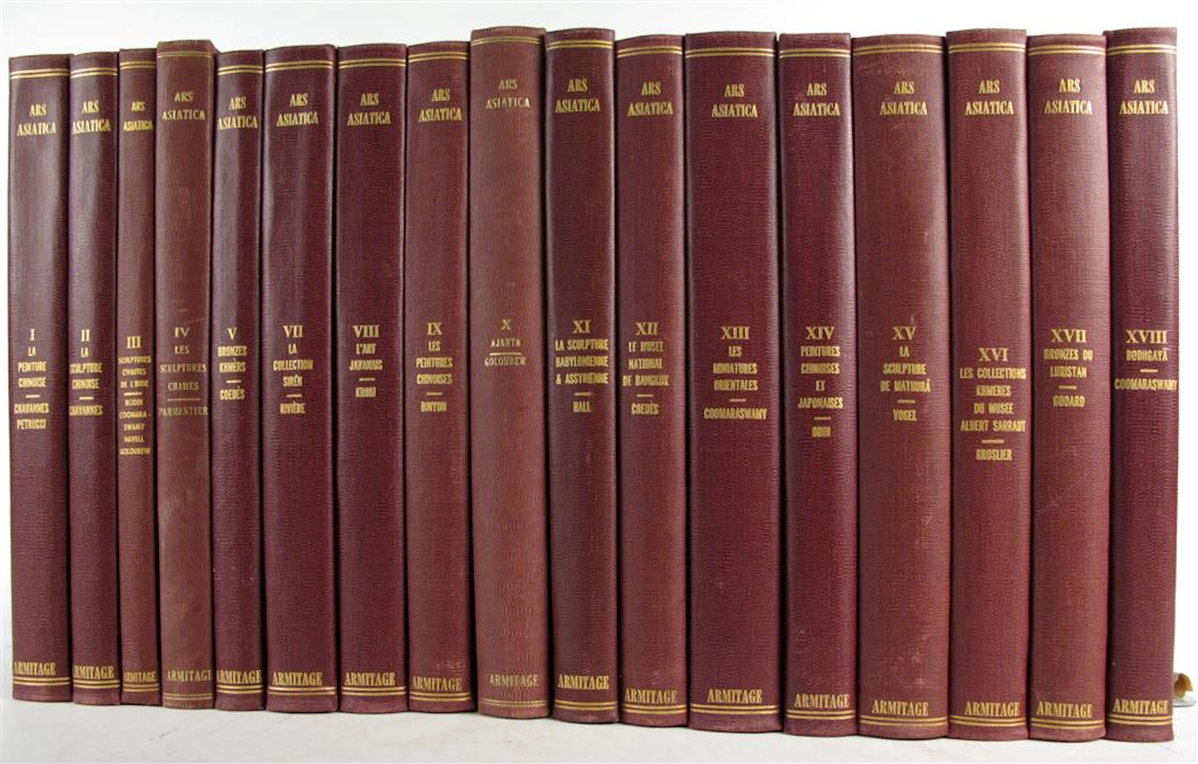 17 vols., (Asian Art.) Ars Asiatica. Brummels & Paris, 1913-1923.
