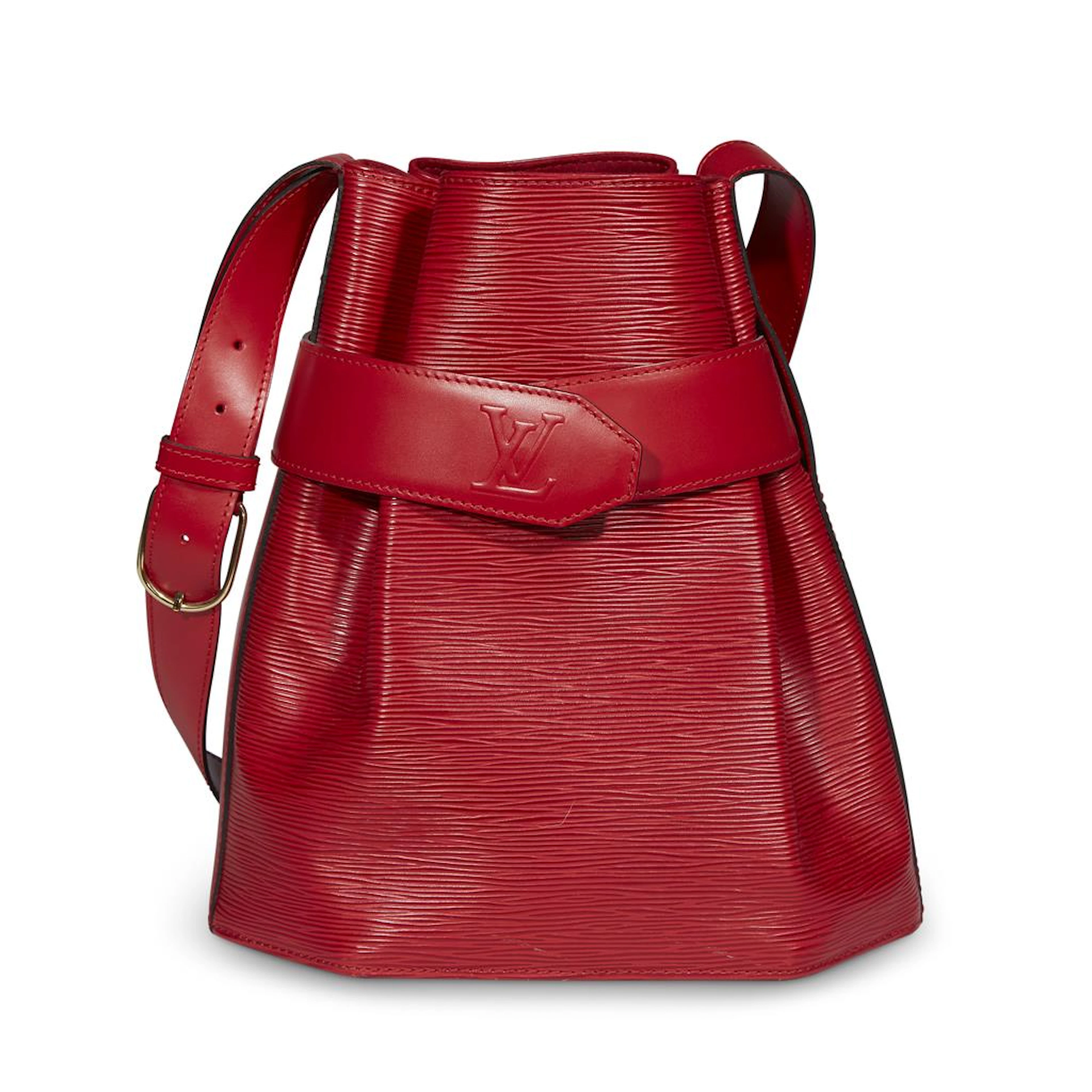 A red Epi Sac D'epaule bag