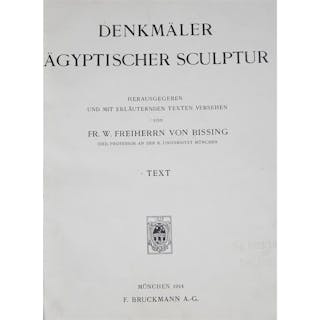 3 Vols. Bissing, Friedrich. Denkmaler Aegyptischer Skulptur. Munich: Bruckmann, 1914. Text volume in 4to, two atlas volumes in folio;...