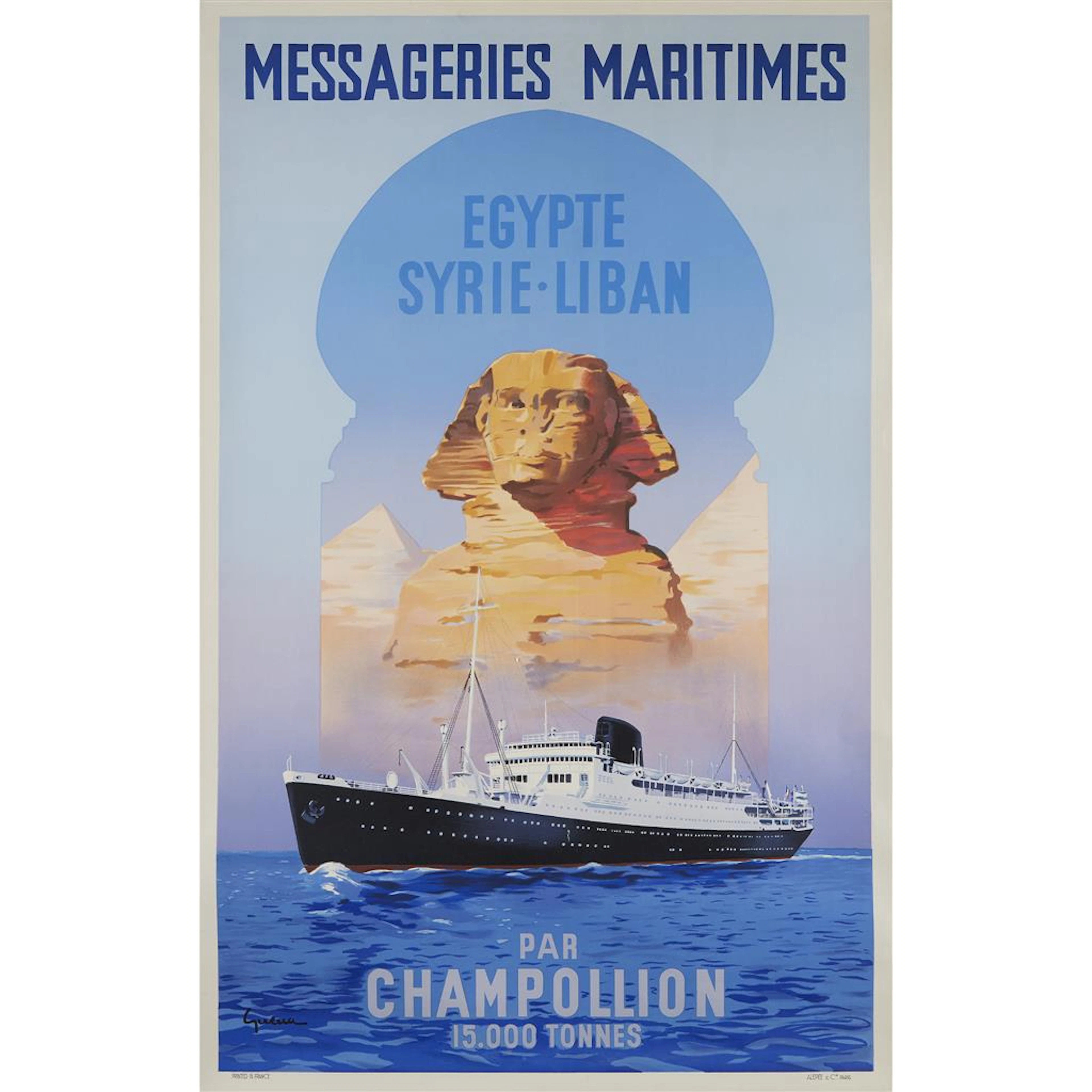 French Maritime Color Lithographic Poster, ca. 1947