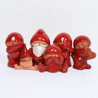 6 st. Tomtar i keramik - NITTSJÖ - Tomtenissar - Tomte ...