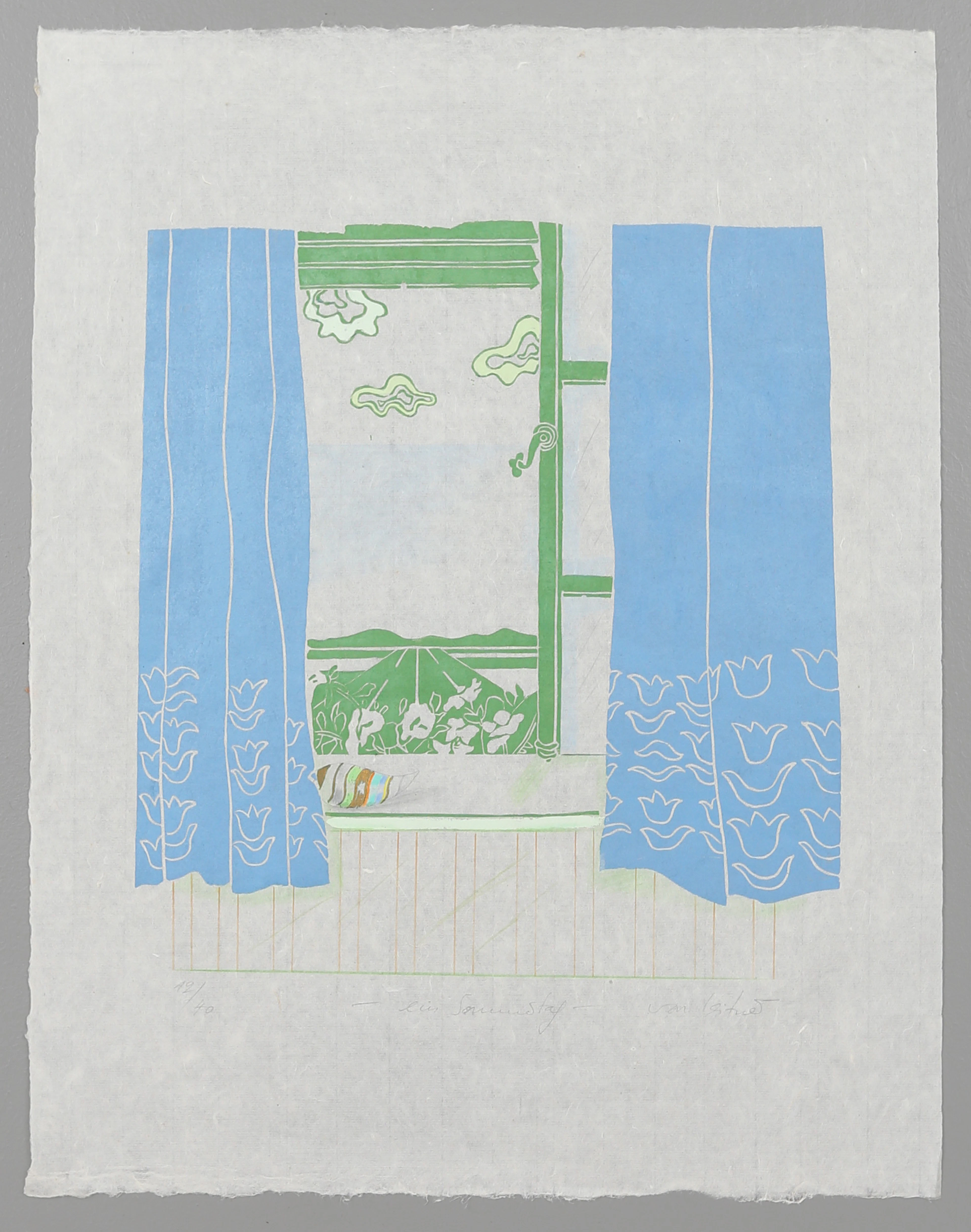 GUDRUN VON LEITNER. "Ein sommertag", färgträsnitt nr 12/40, signerad.