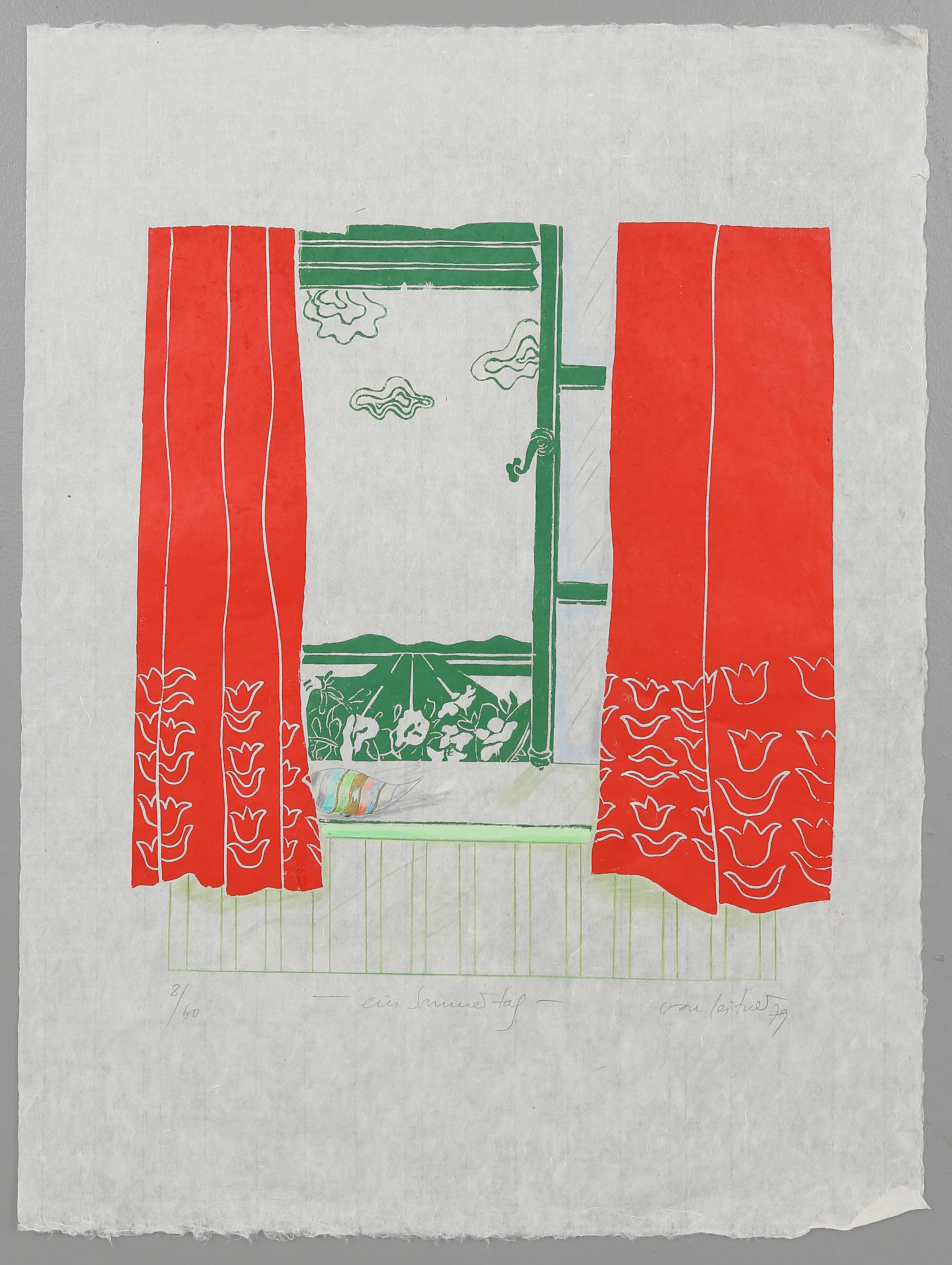 GUDRUN VON LEITNER. "Ein sommertag", färgträsnitt nr 8/60, signerad.