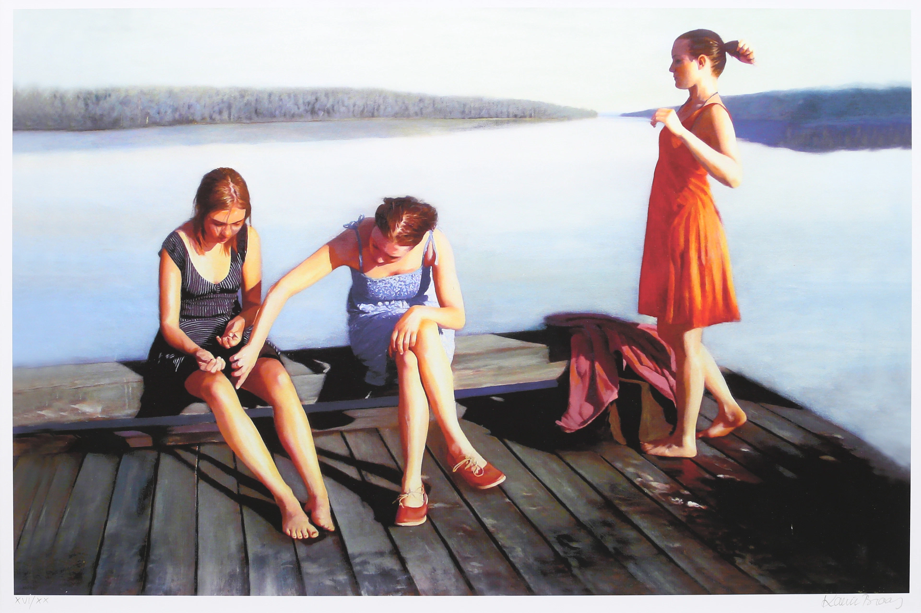 KARIN BROOS (1950 - ). "Efter badet", gicléetryck nr XVI/XX, signerad med blyerts.