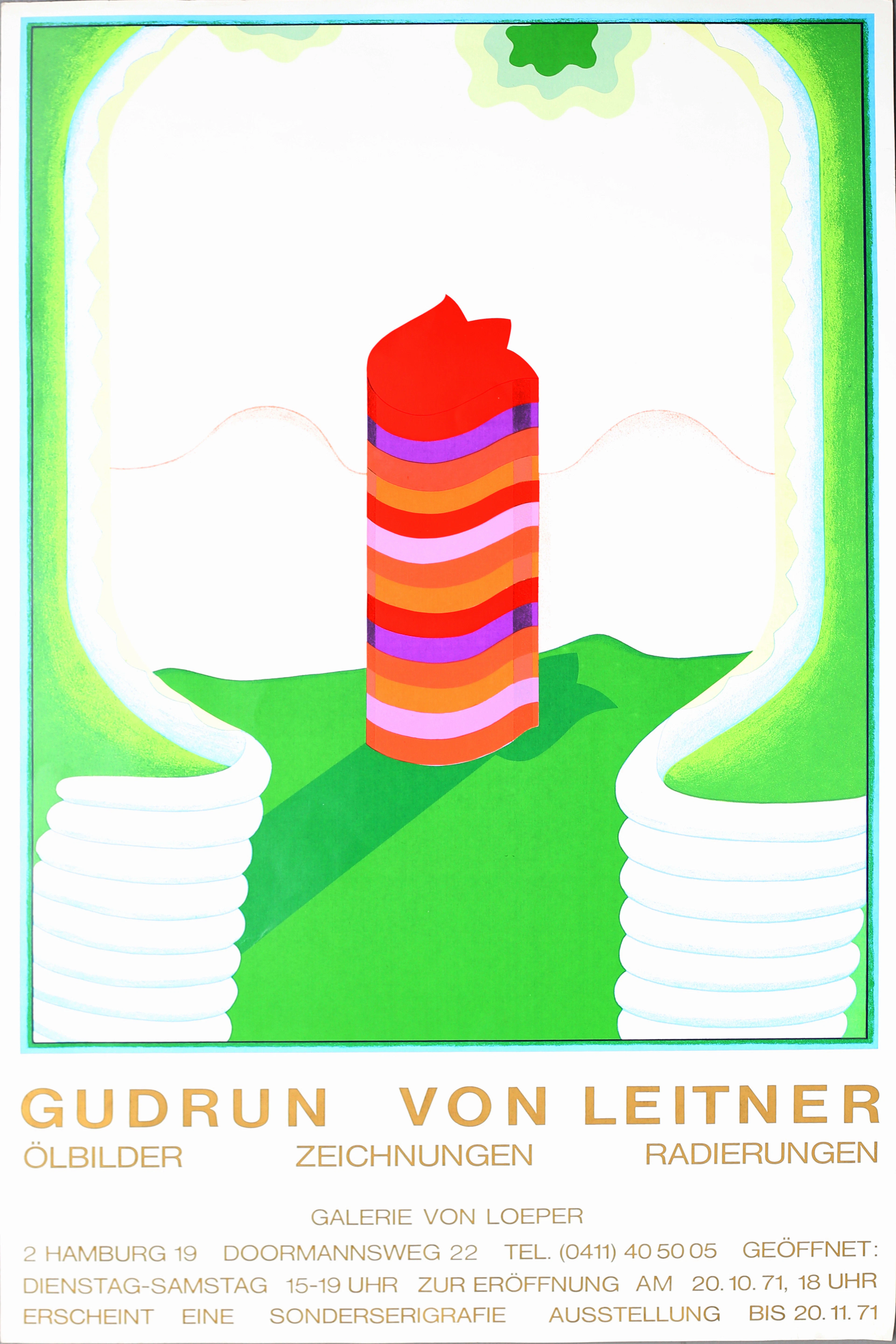 GUDRUN VON LEITNER. Utställningsaffisch,Galerie von Loeper 1971.